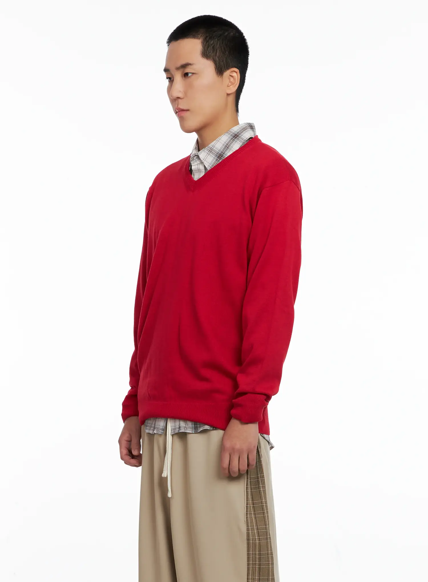Men's V-neck Knit Pullover IG529 - Image 4