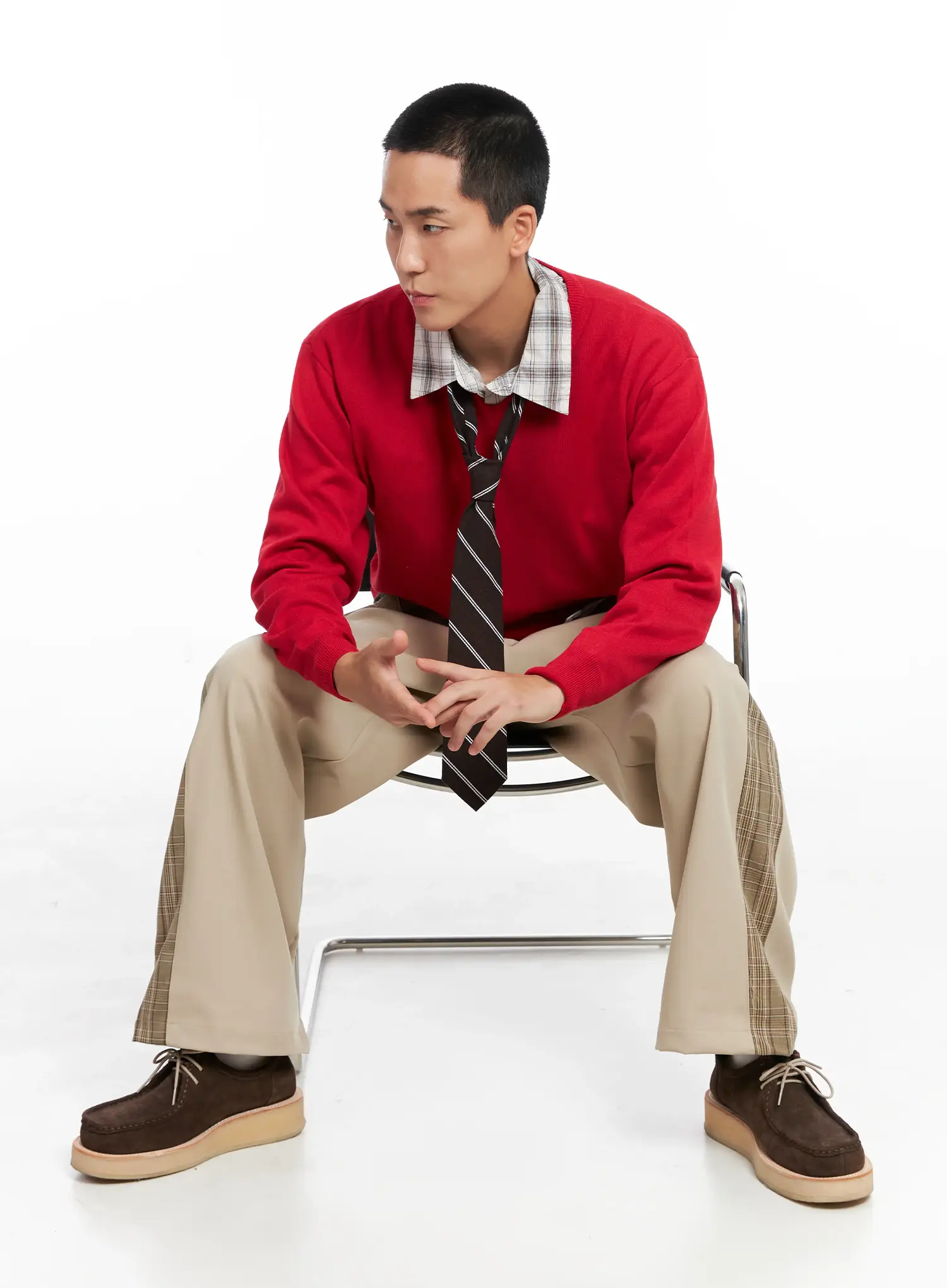 Men's V-neck Knit Pullover IG529 - Image 9