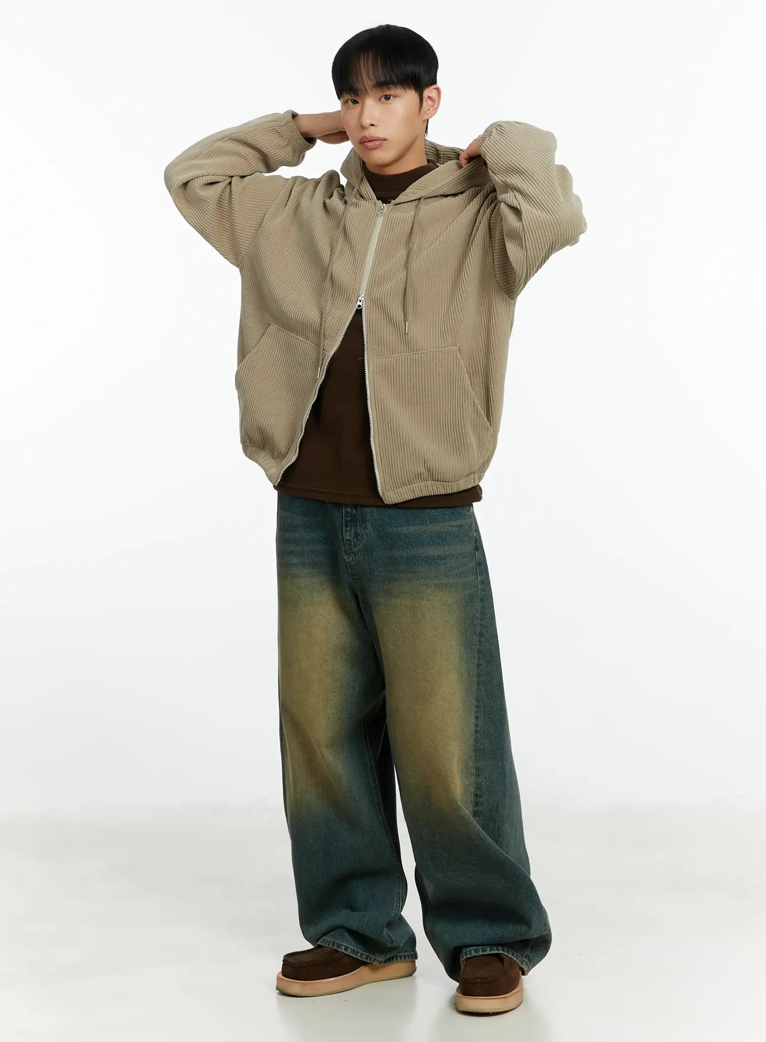 Men's Vintage Wash Wide Leg Jeans IF510 - Image 9
