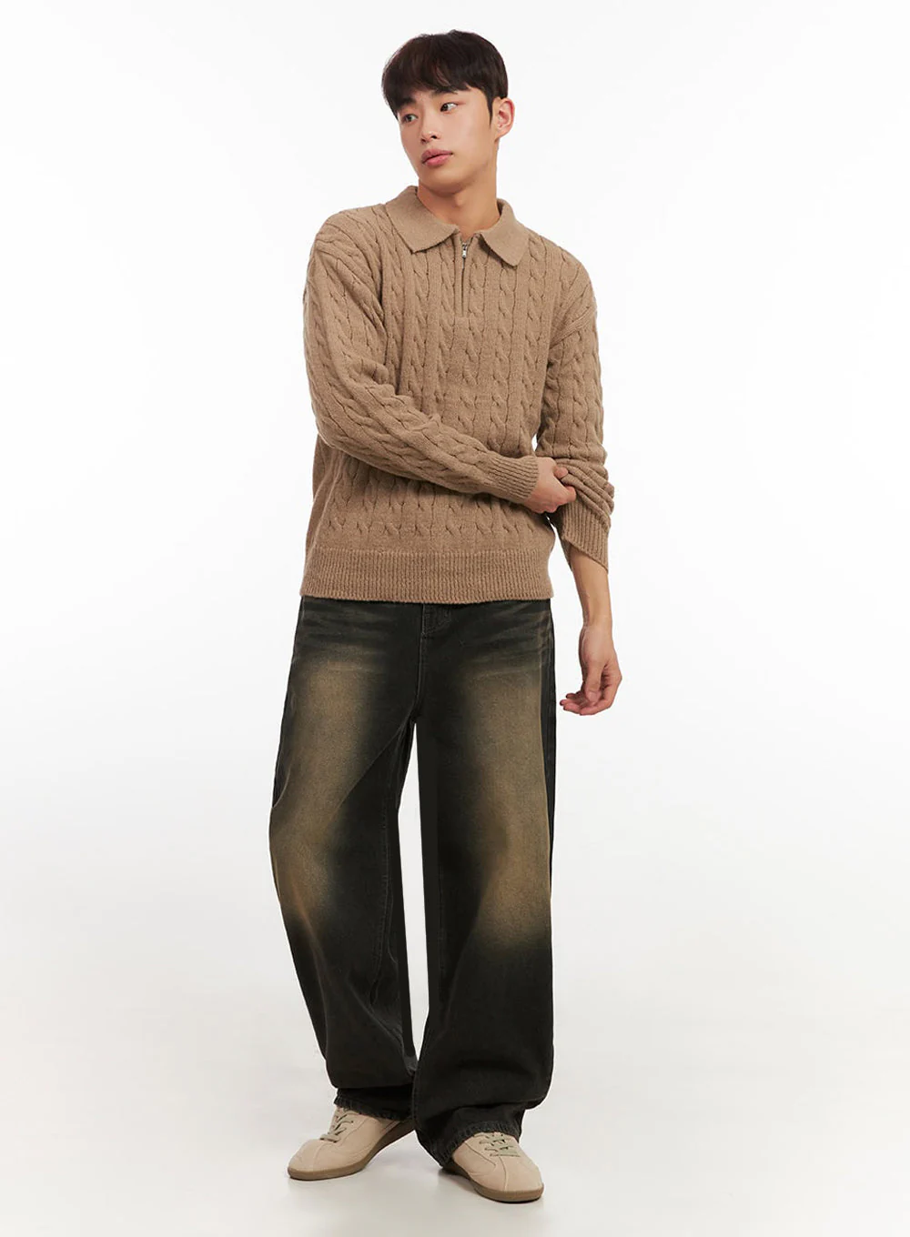 Men's Vintage Washed Wide-Leg Jeans IF517 - Image 3
