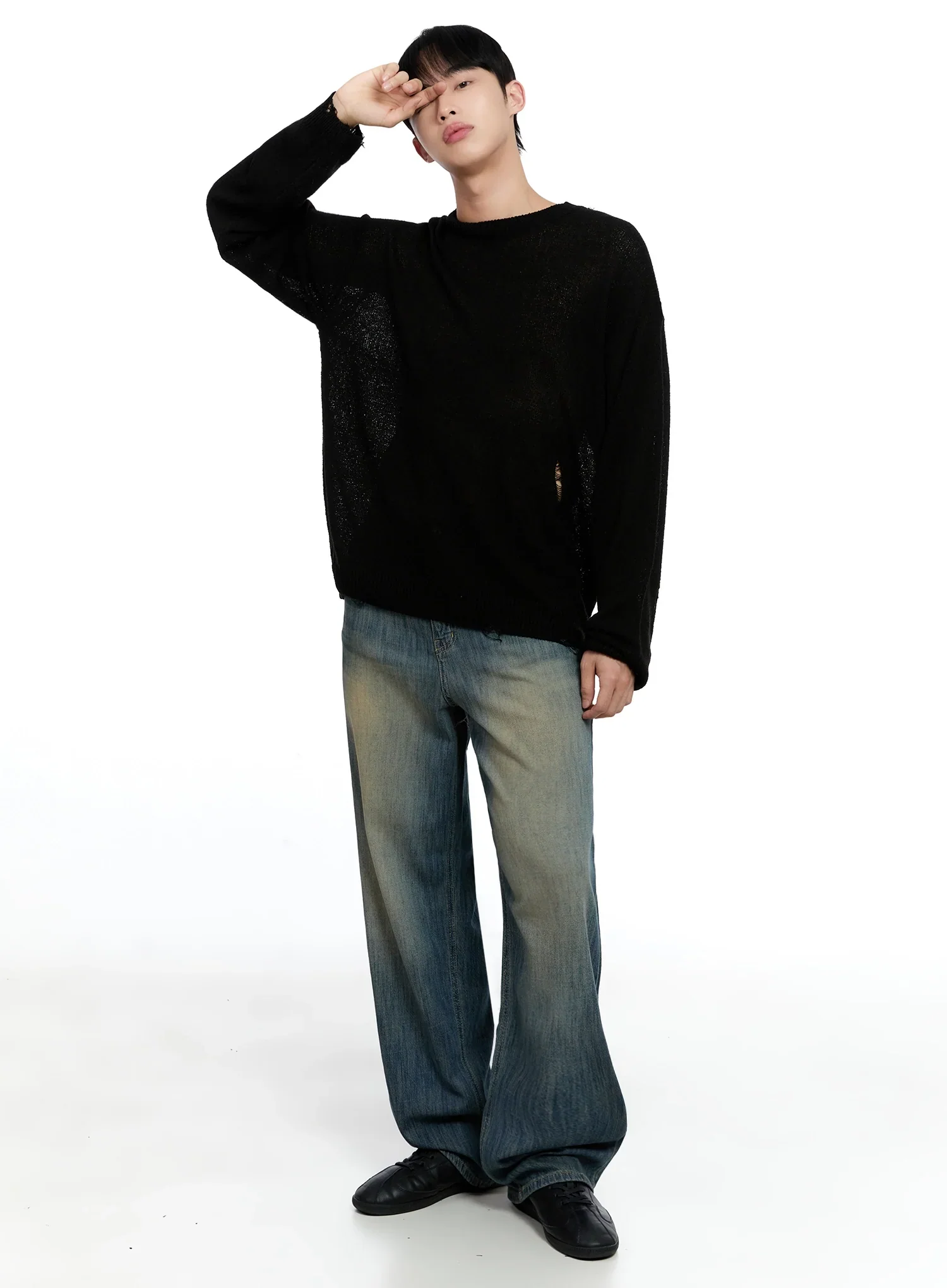 Men's Vintage Wide-Leg Jeans IG520 - Image 13