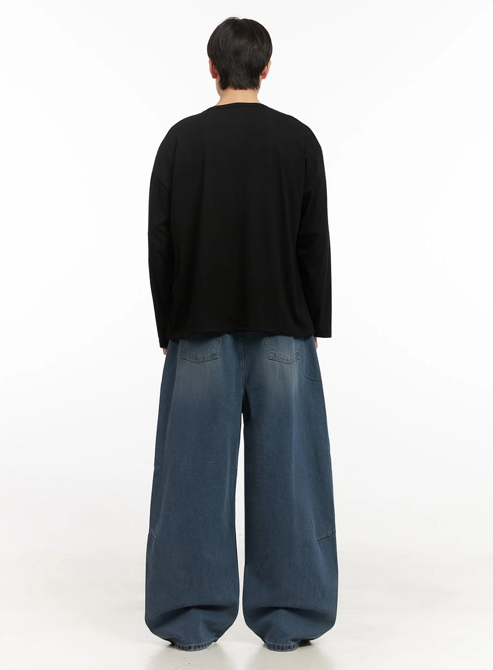 Men's Washed Wide-Fit Jeans IJ517 - Image 9