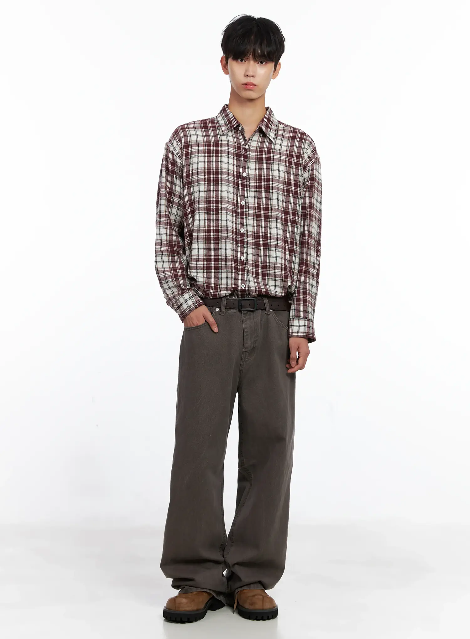 Men's Washed Wide-Leg Pants IS519 - Image 10