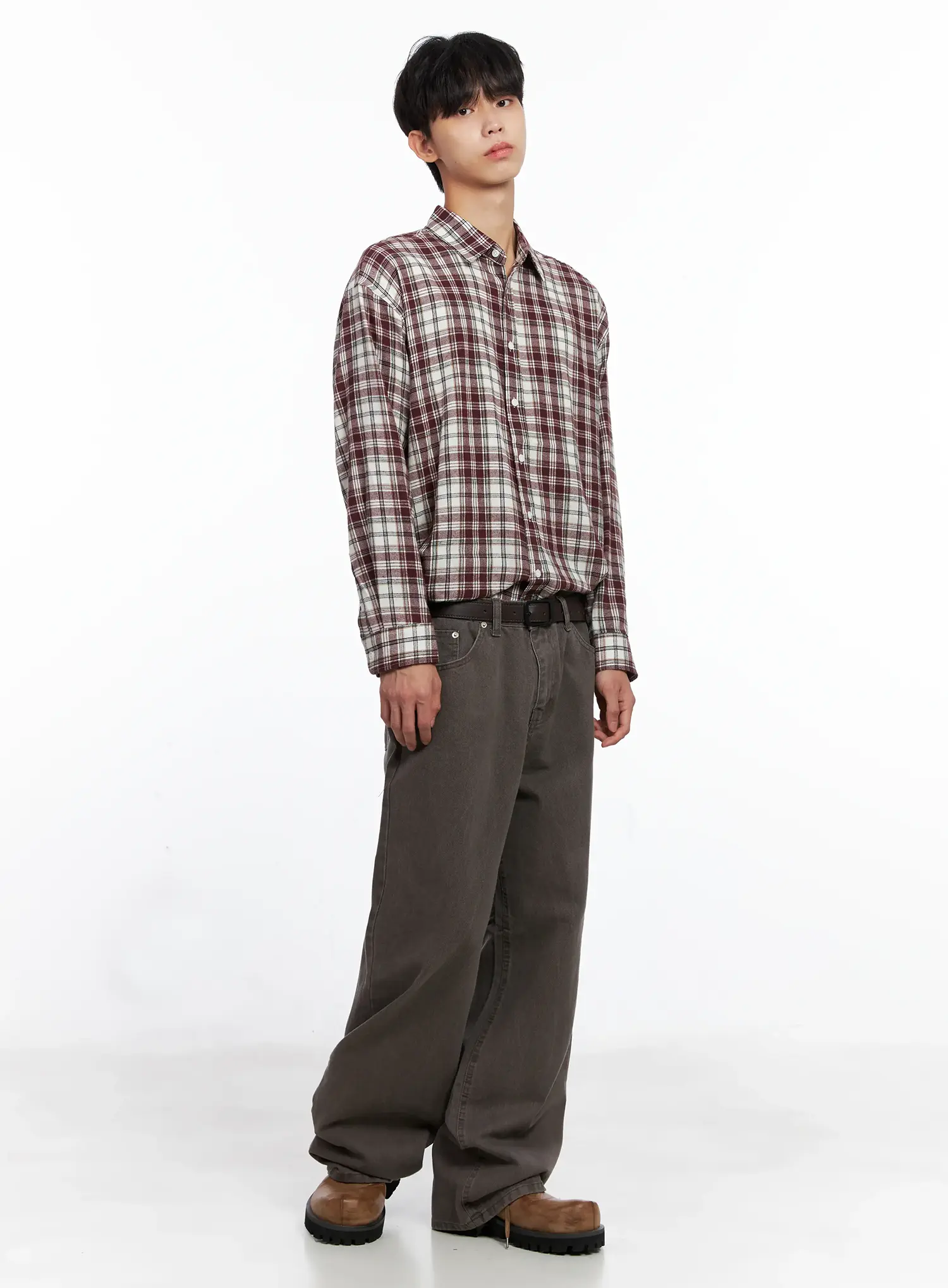 Men's Washed Wide-Leg Pants IS519 - Image 2