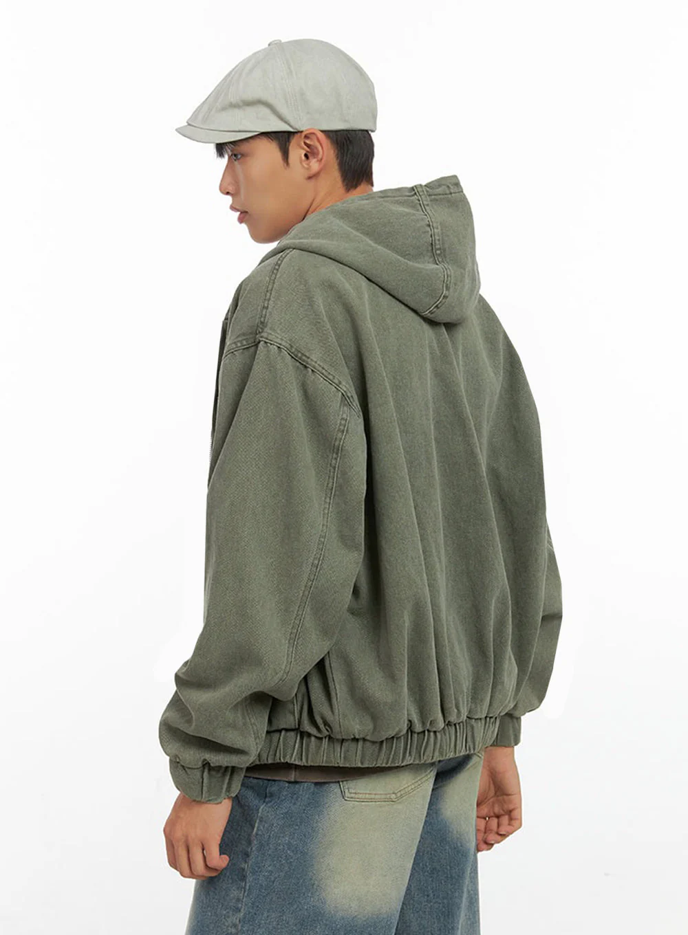 Men's Washed Zip Up Hooded Jacket IO420 - Image 7