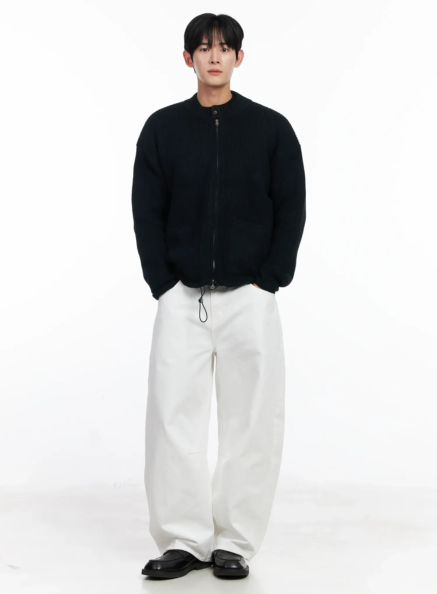 Men's White Wide Leg Cotton Pants IJ521 - Image 8
