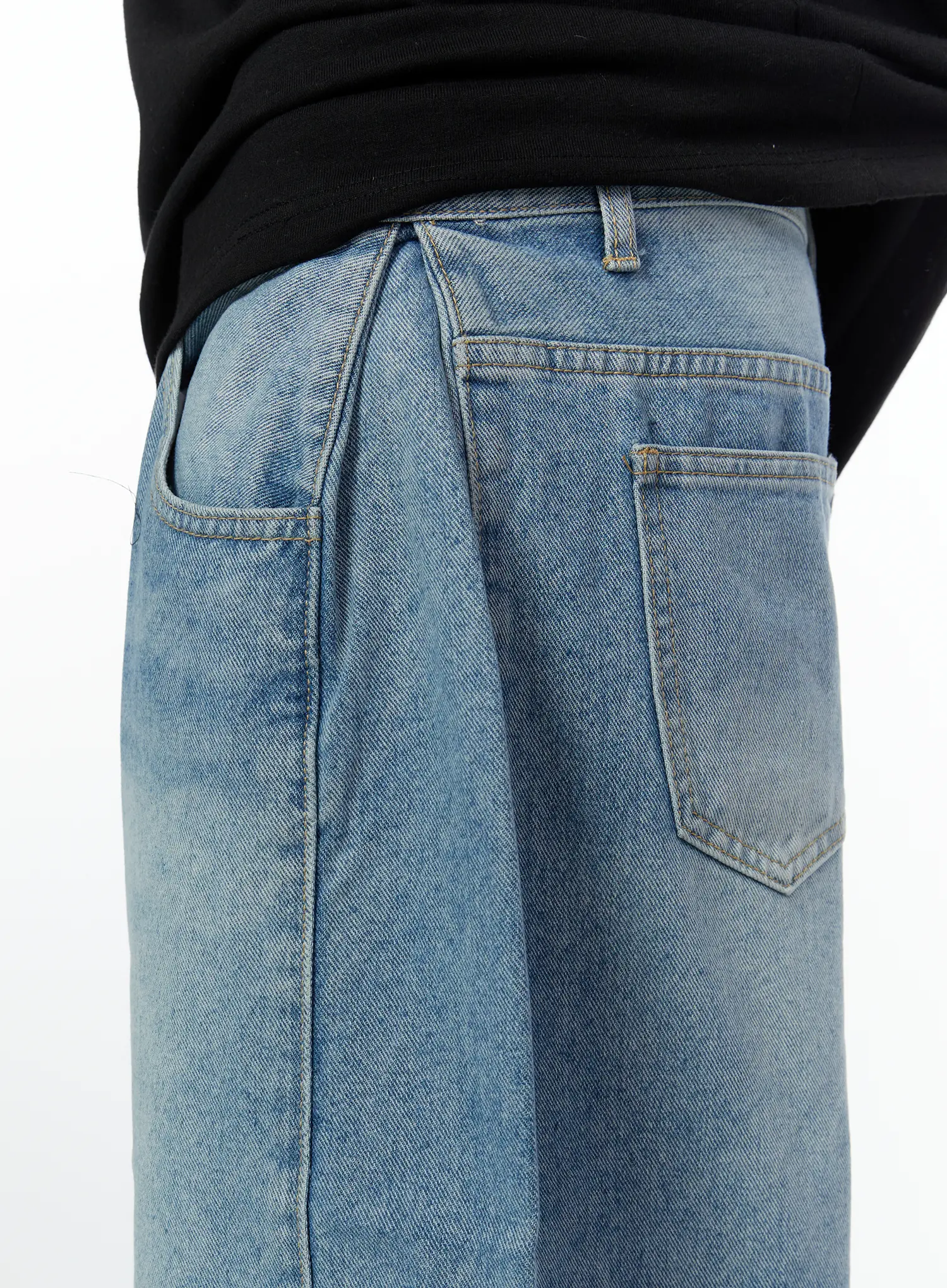 Men's Wide Leg Denim Bermuda Shorts IA527 - Image 7