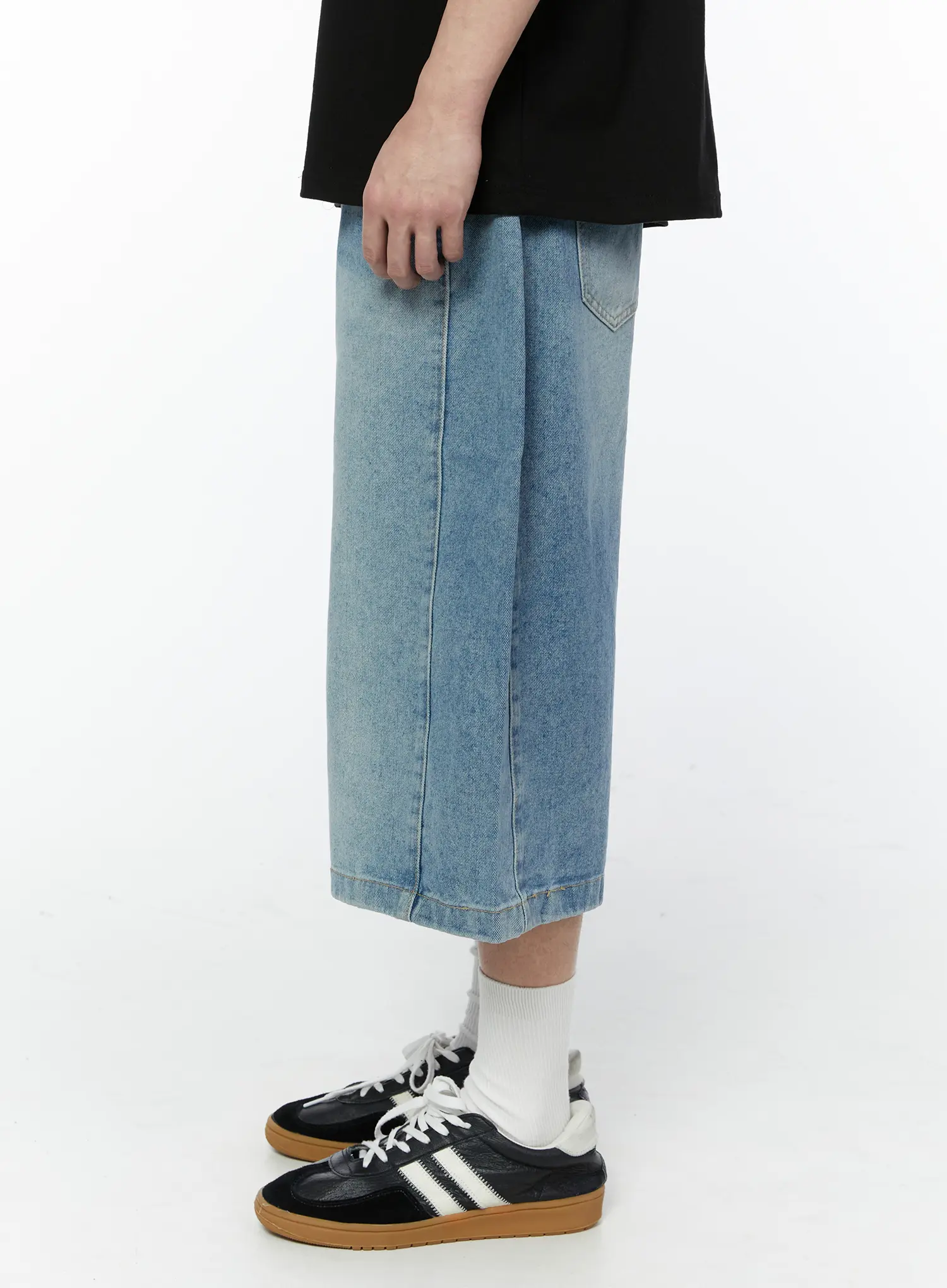 Men's Wide Leg Denim Bermuda Shorts IA527 - Image 8