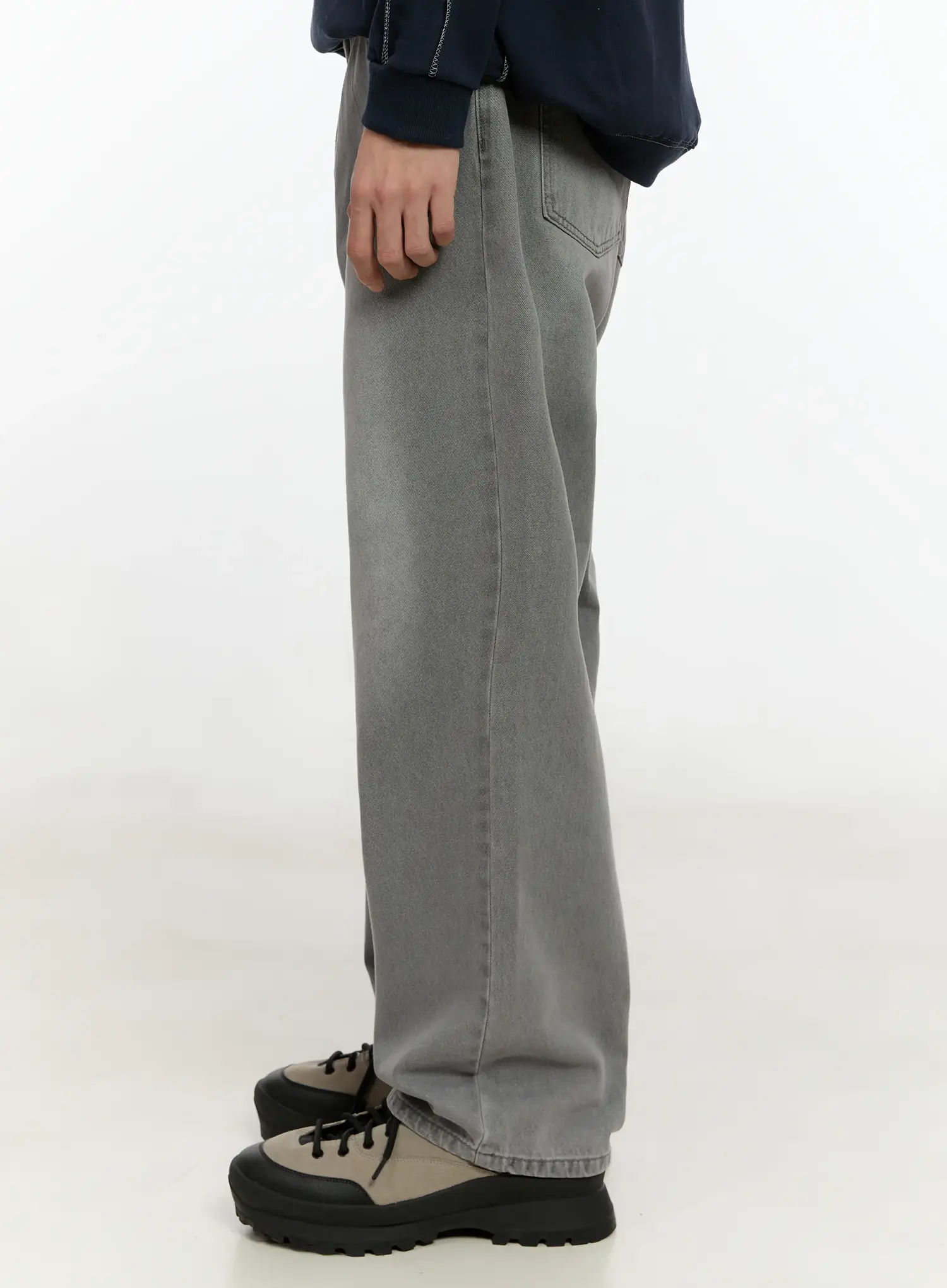 Men's Wide-Leg Denim Jeans (Gray) IO531 - Image 5