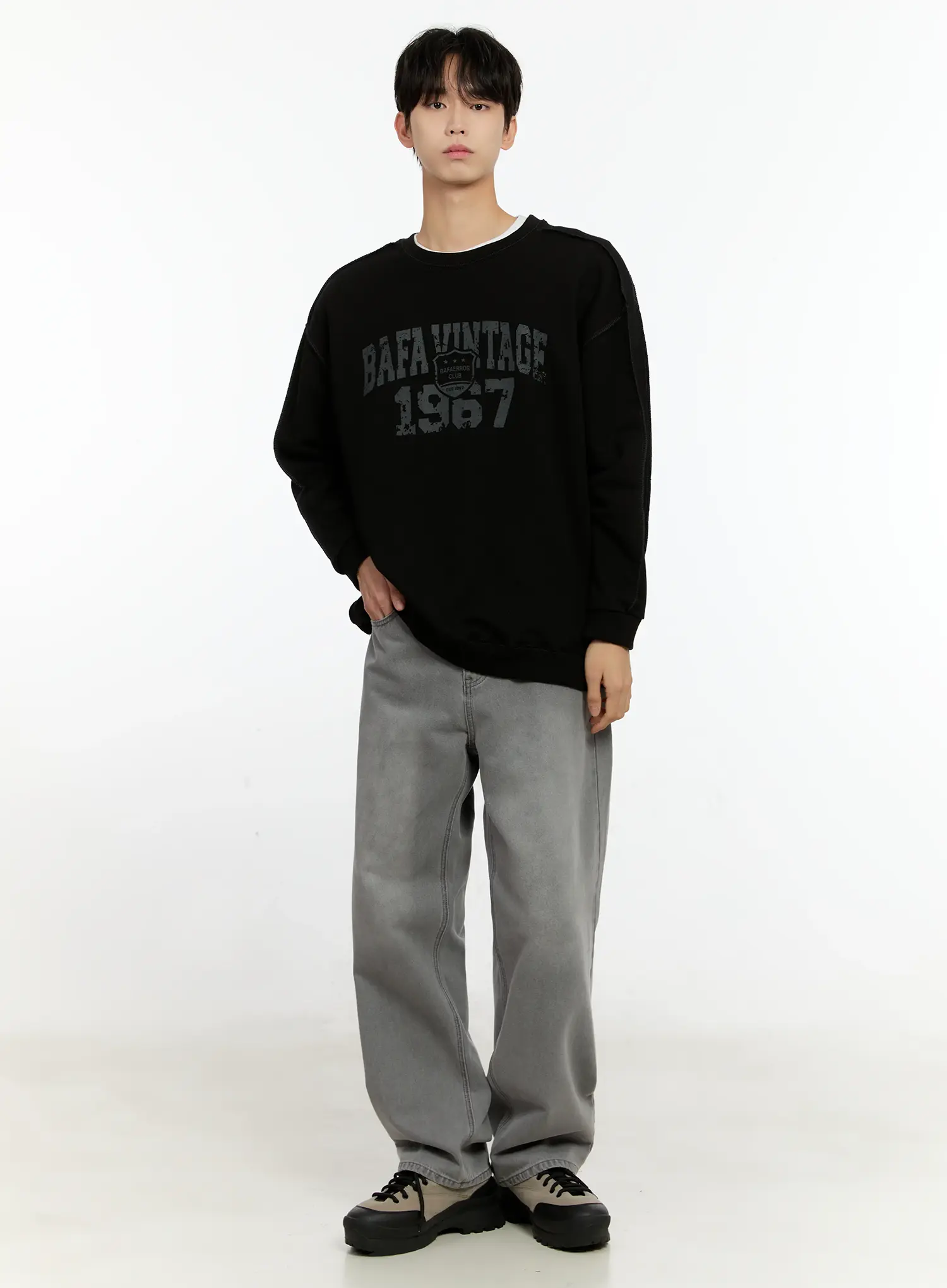 Men's Wide-Leg Denim Jeans (Gray) IO531 - Image 7