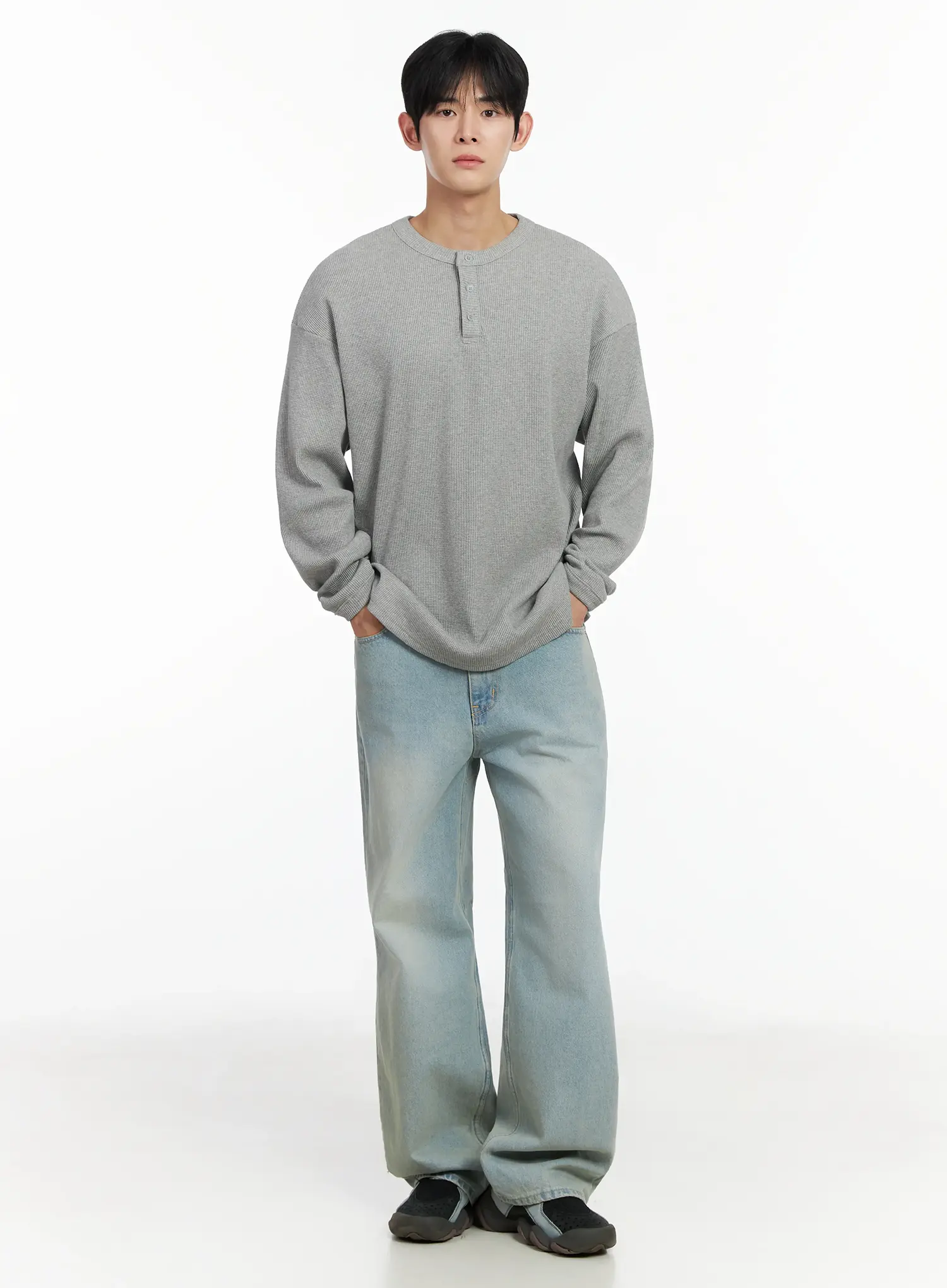 Men's Wide Leg Jeans (Light Blue) IF517 - Image 7