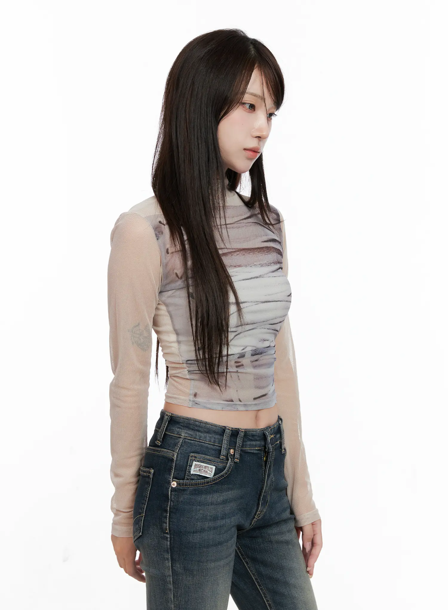 Mesh Patterned Long Sleeve Top CO520 - Image 6