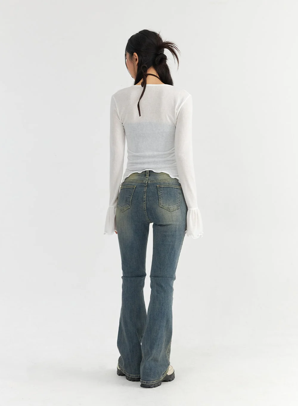 Mesh V-Neck Shirred Crop Top CO327 - Image 9