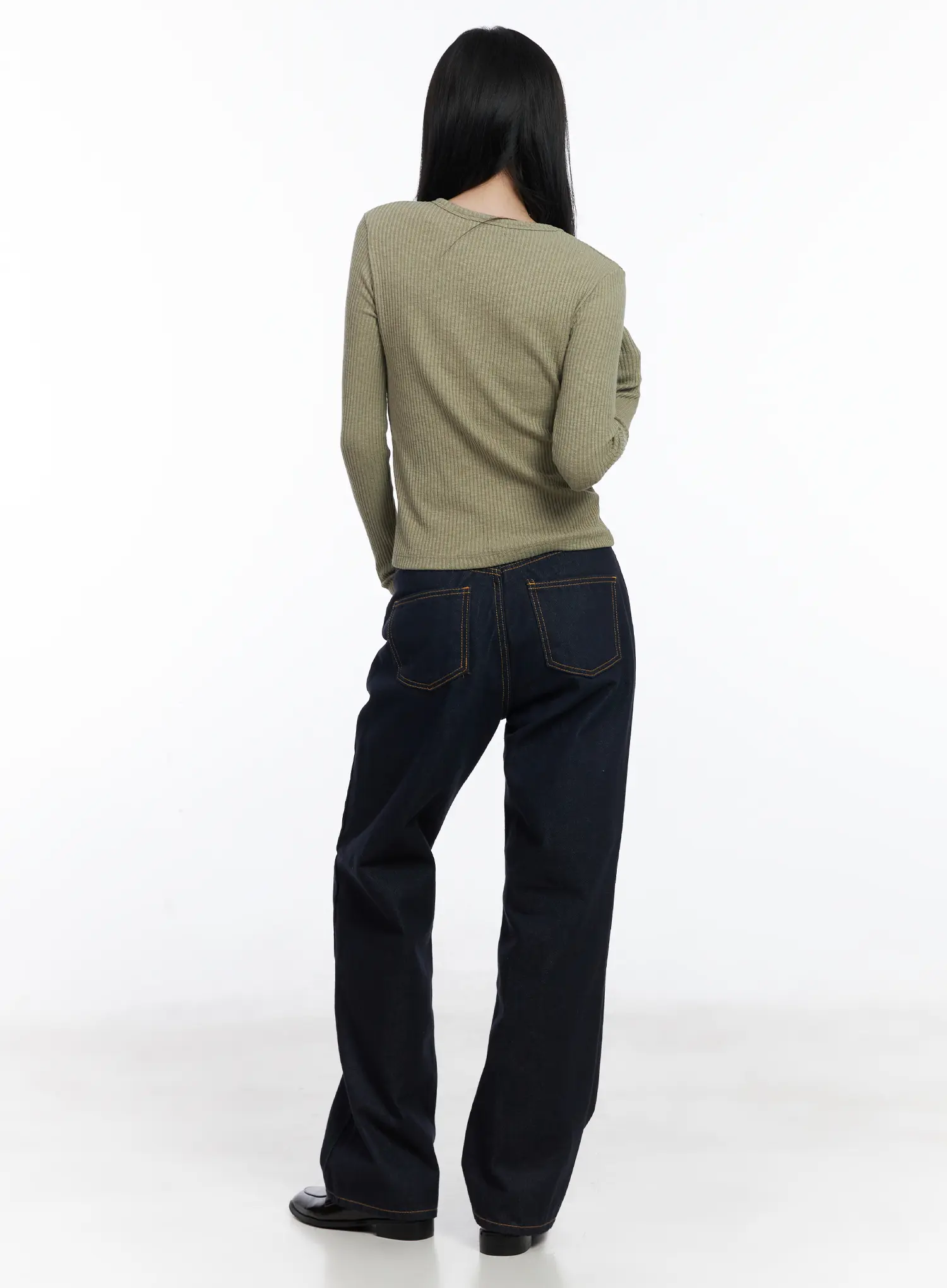Mingi Non-Fade Semi-Wide Belted Jeans CJ519 - Image 7