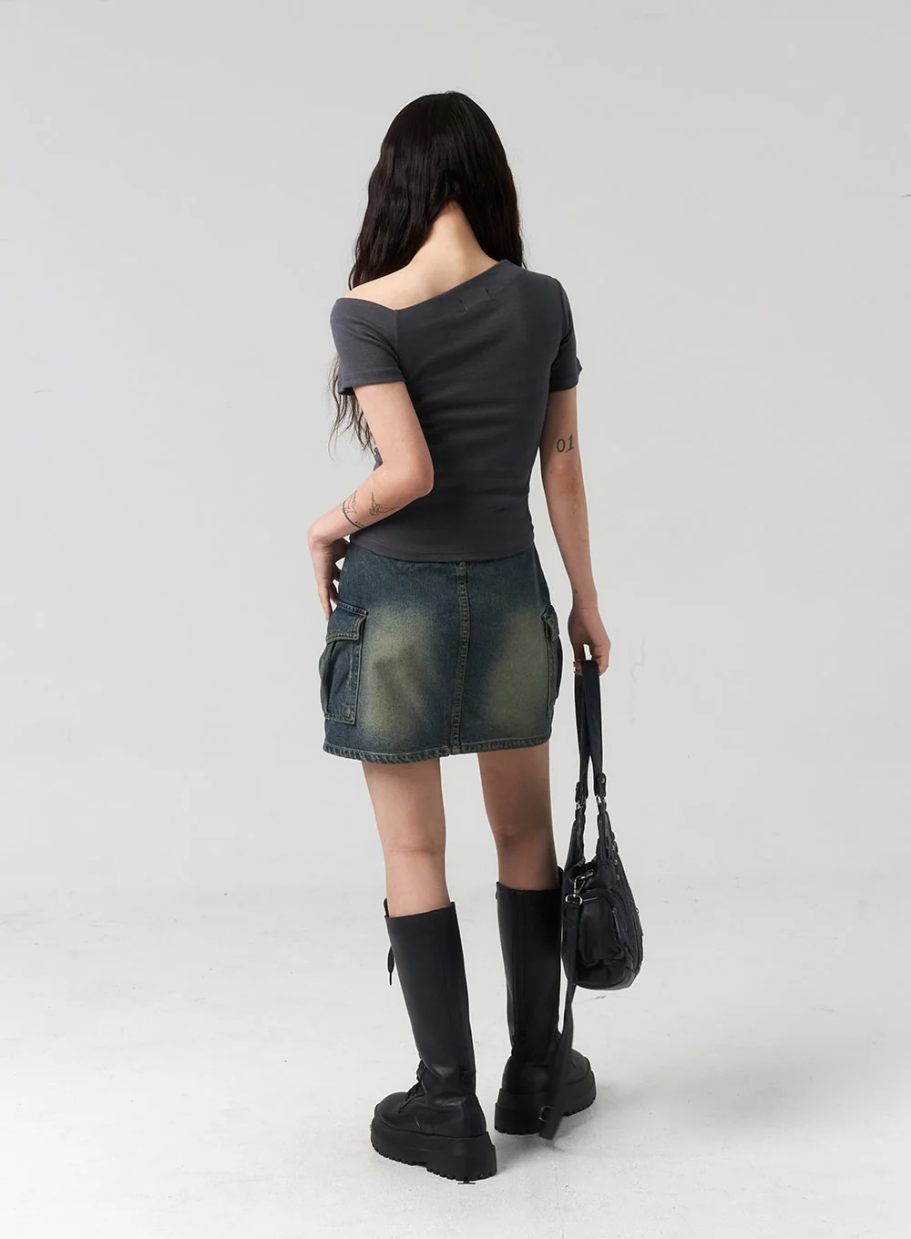 Mini Cargo Denim Skirt CL318 - Image 12