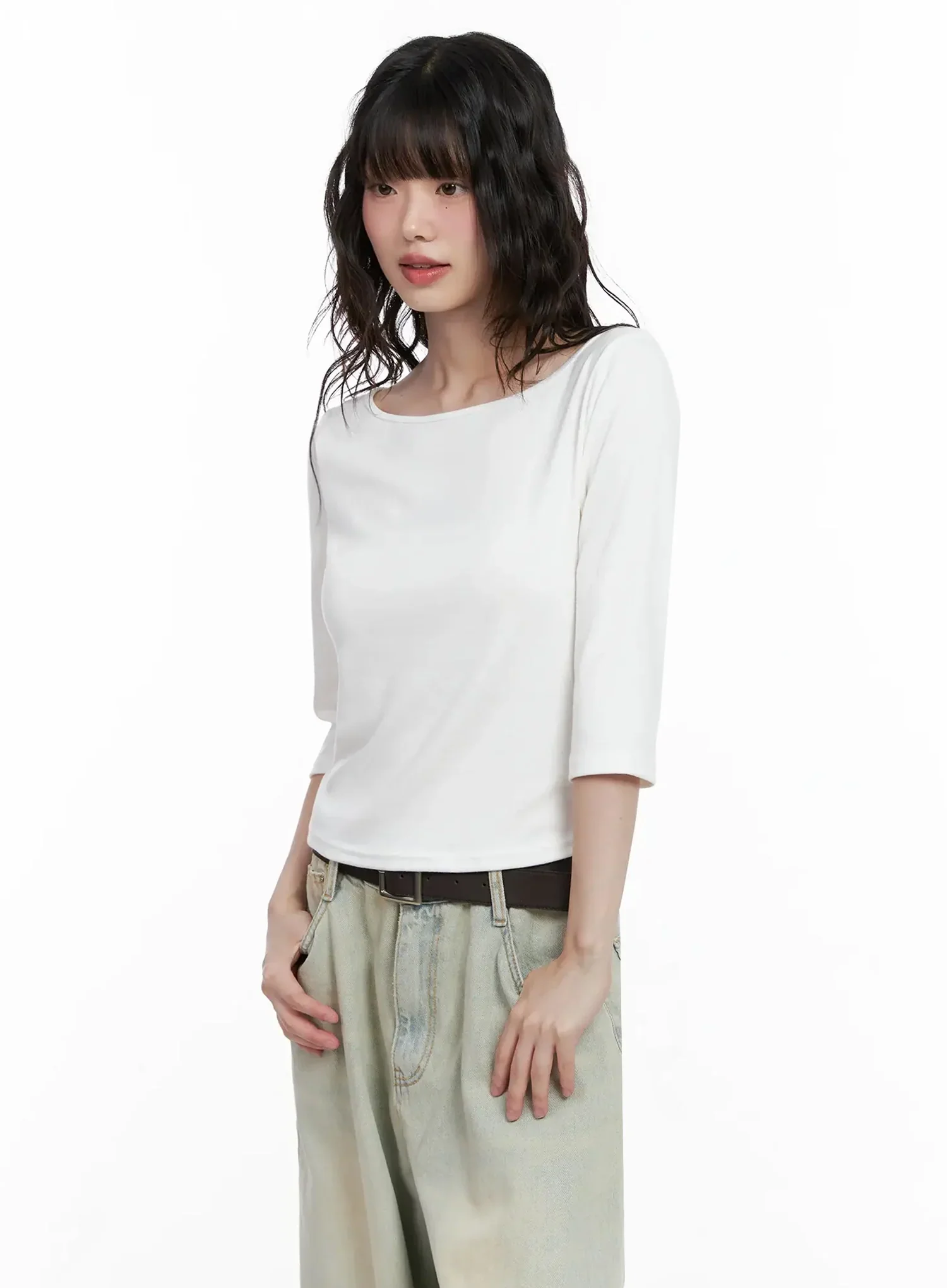 Minimalist Black Boat Neck Top IL531 - Image 18