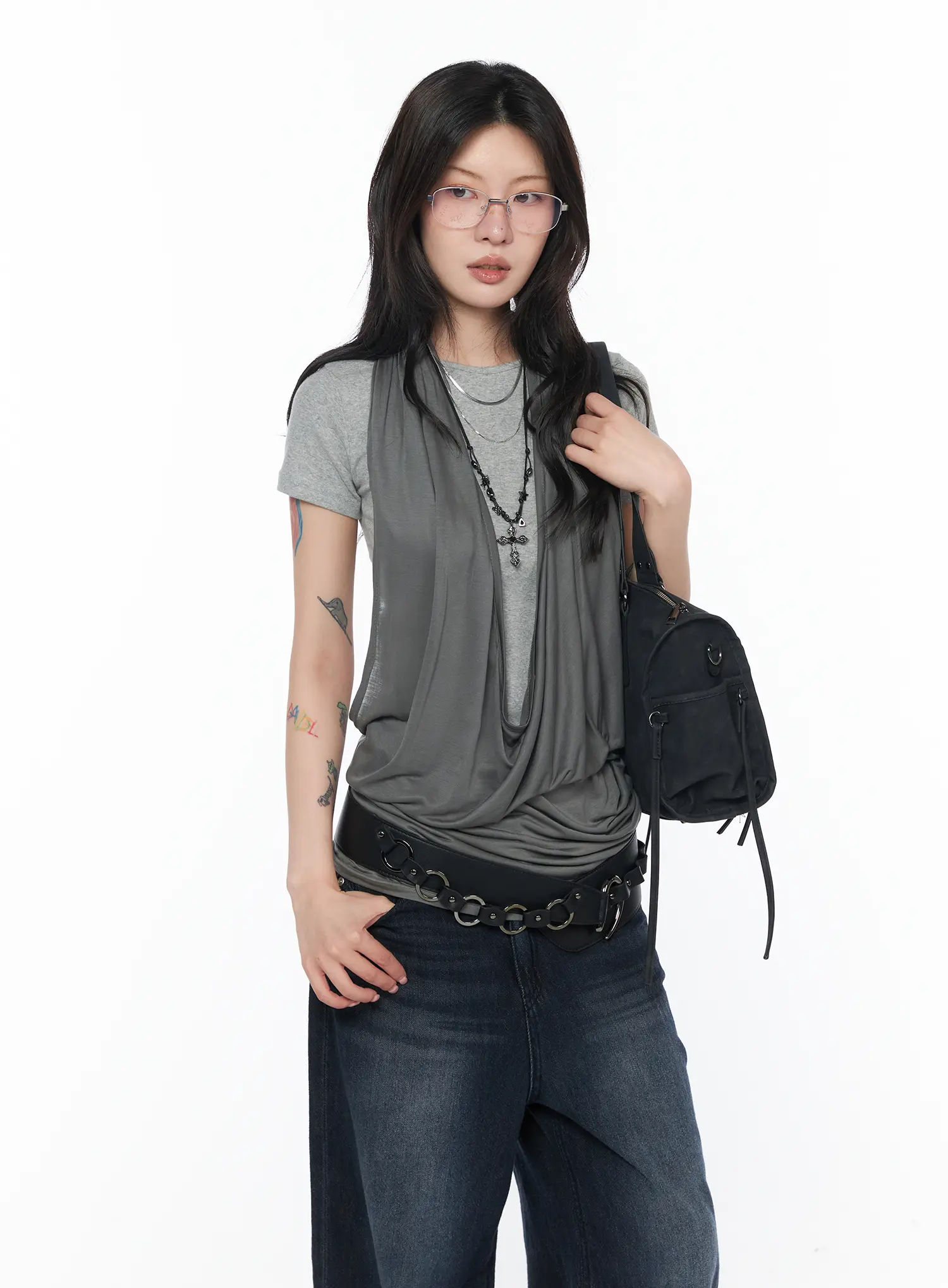 Minimalist Double Layered Necklace CA527 - Image 3