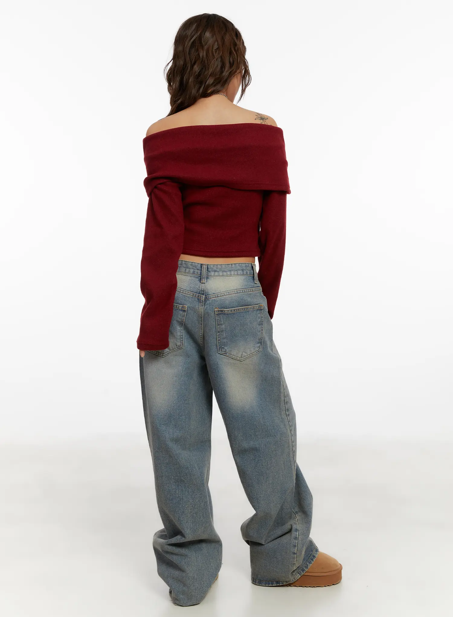 Minj Vintage Wash Wide Leg Jeans CD517 - Image 7