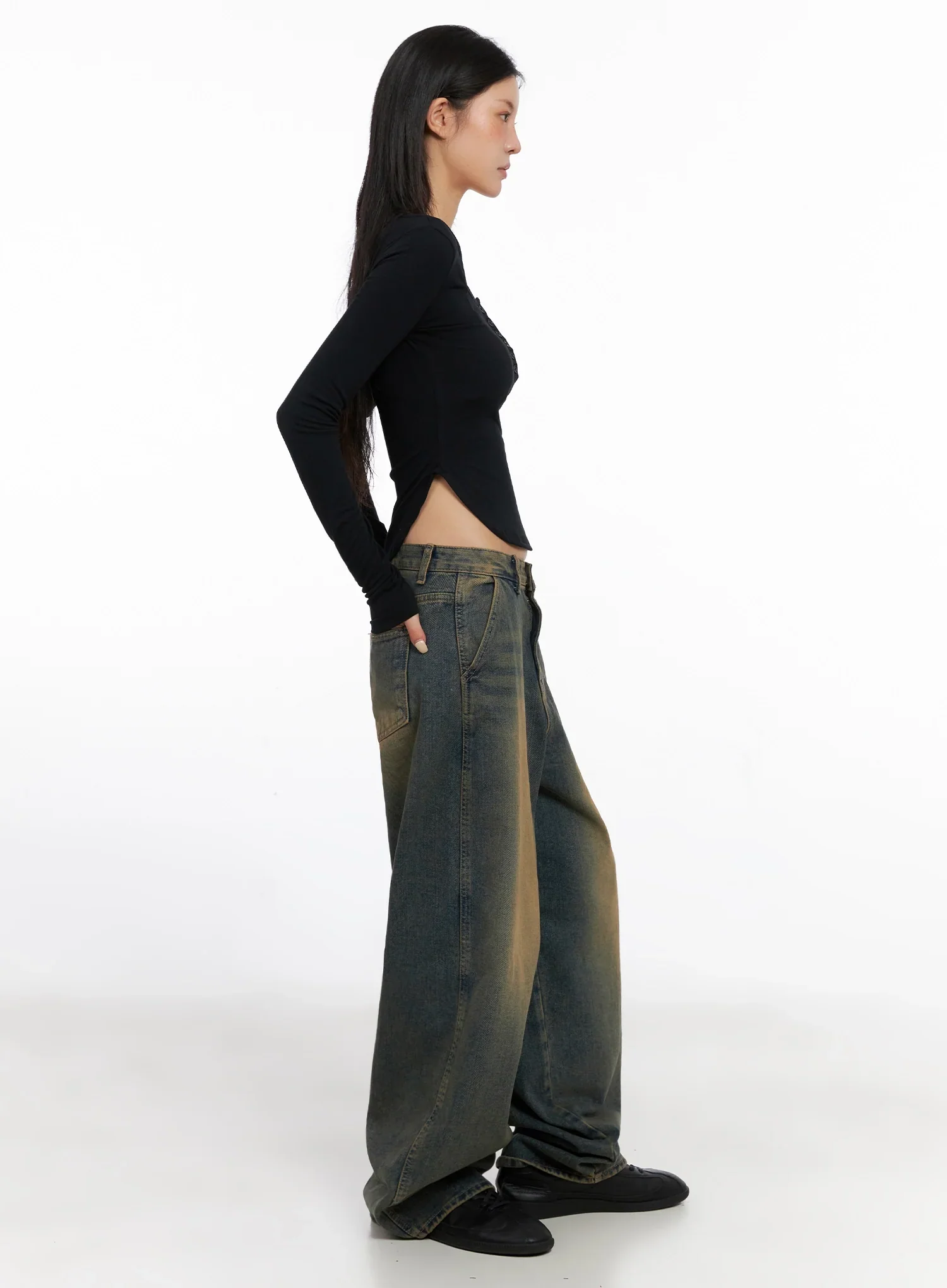 Minju Vintage Washed Baggy Jeans IS508 - Image 7