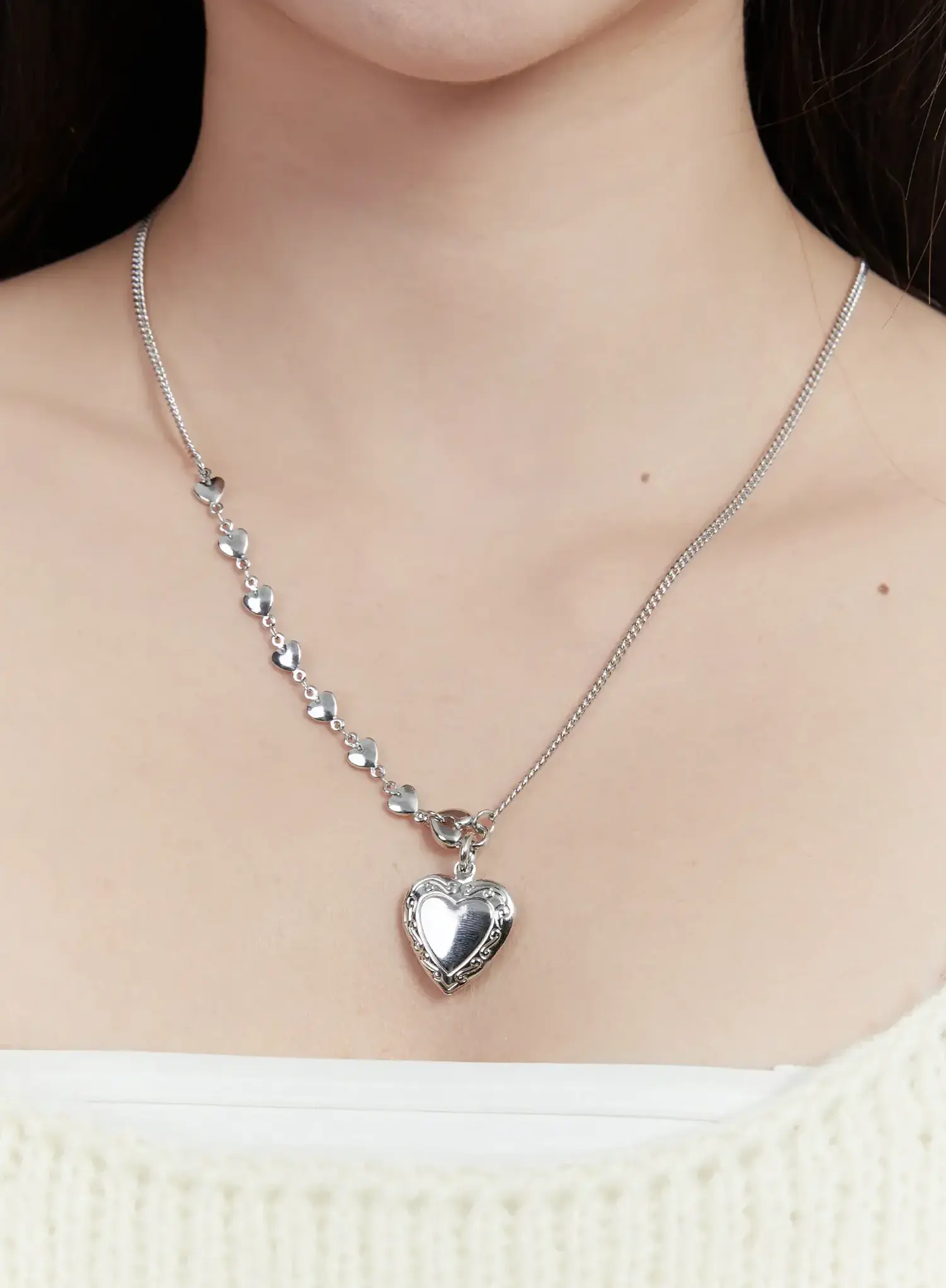 Mixed Chain Heart Necklace ID529
