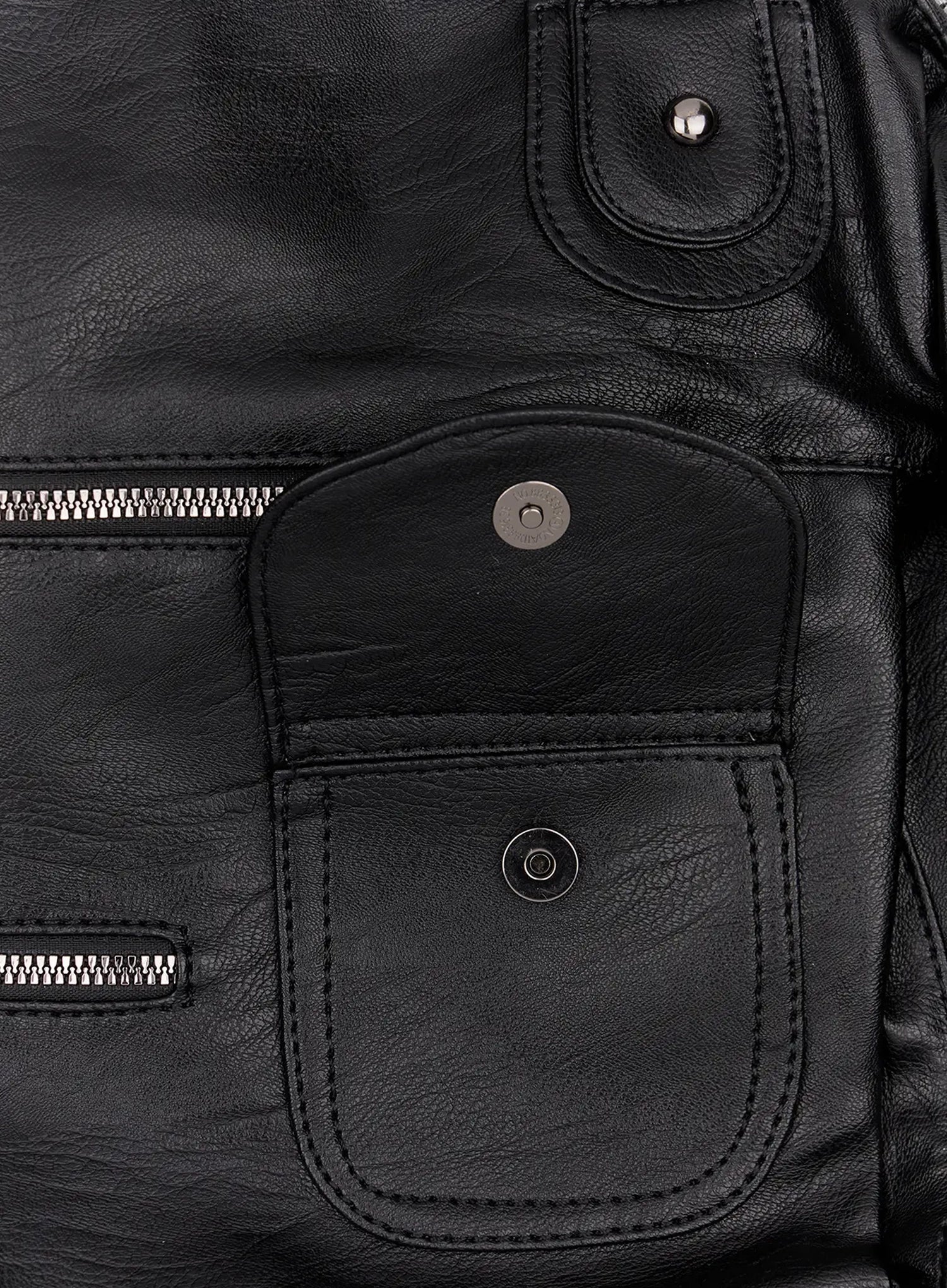 Multi-Pocket Faux Leather Bag IA523 - Image 11