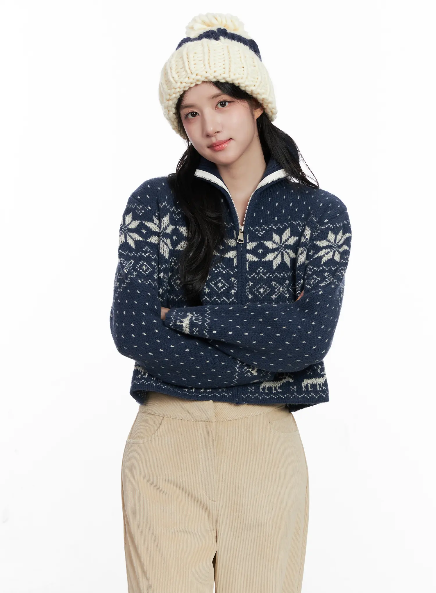 Nordic Zip-Up Knit Cardigan CO524
