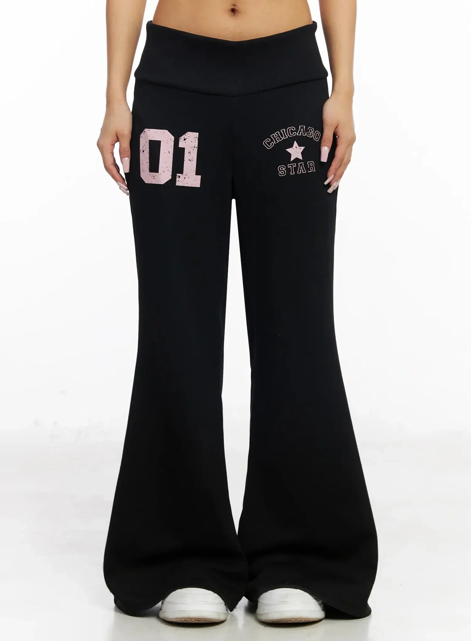 Number Graphic Flare Sweatpants IY504