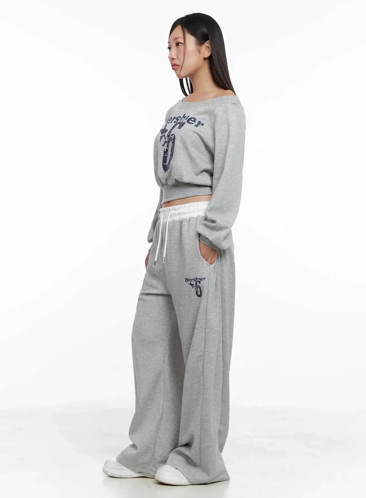 Off-Shoulder Cropped Sweatshirt IG527 - Image 8