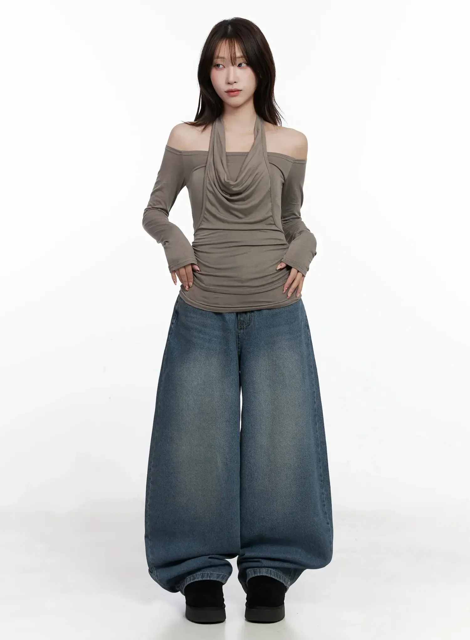 Off-Shoulder Draped Halter Top IN525 - Image 5