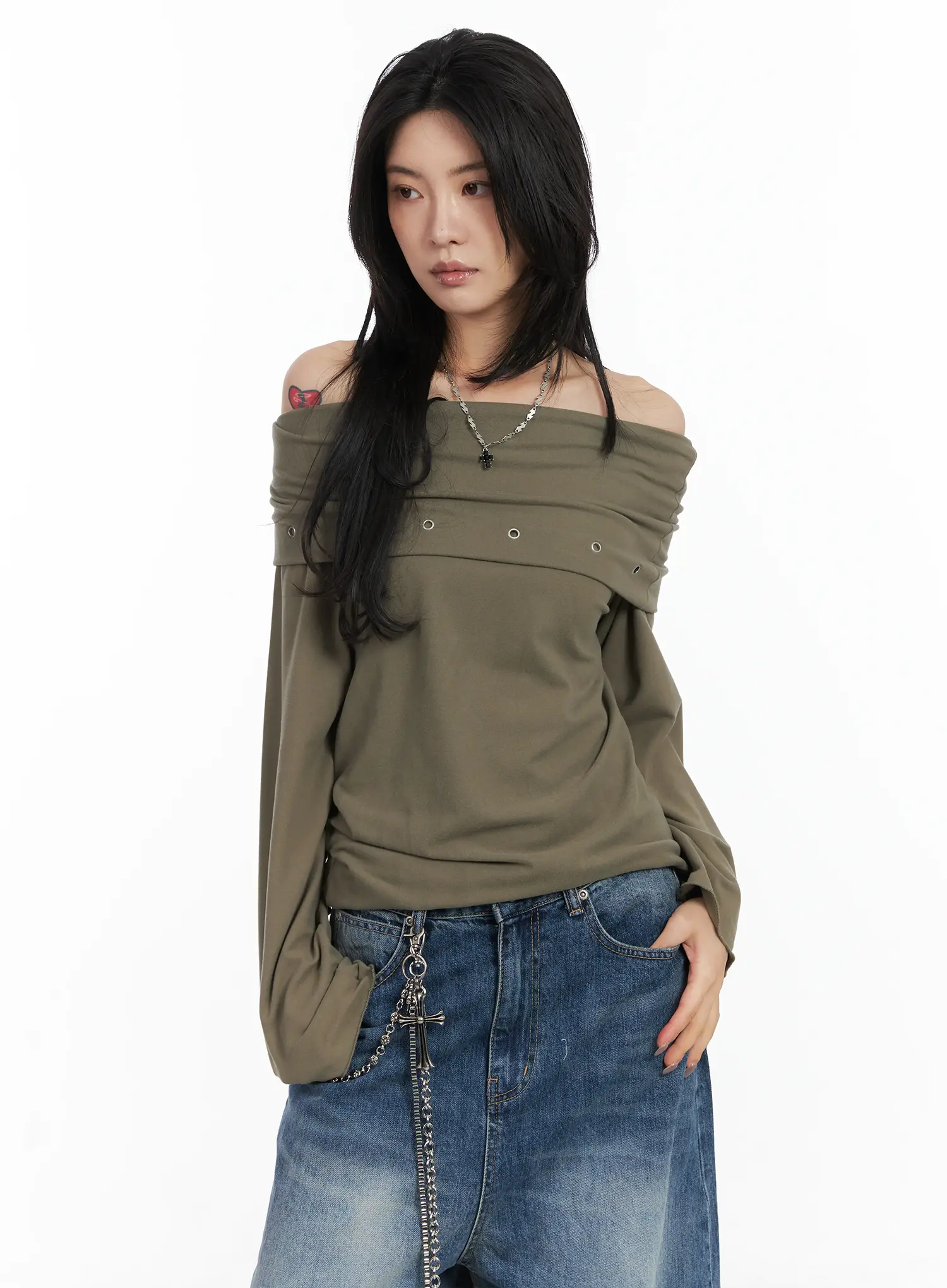 Off-Shoulder Eyelet Top CN528 - Image 8
