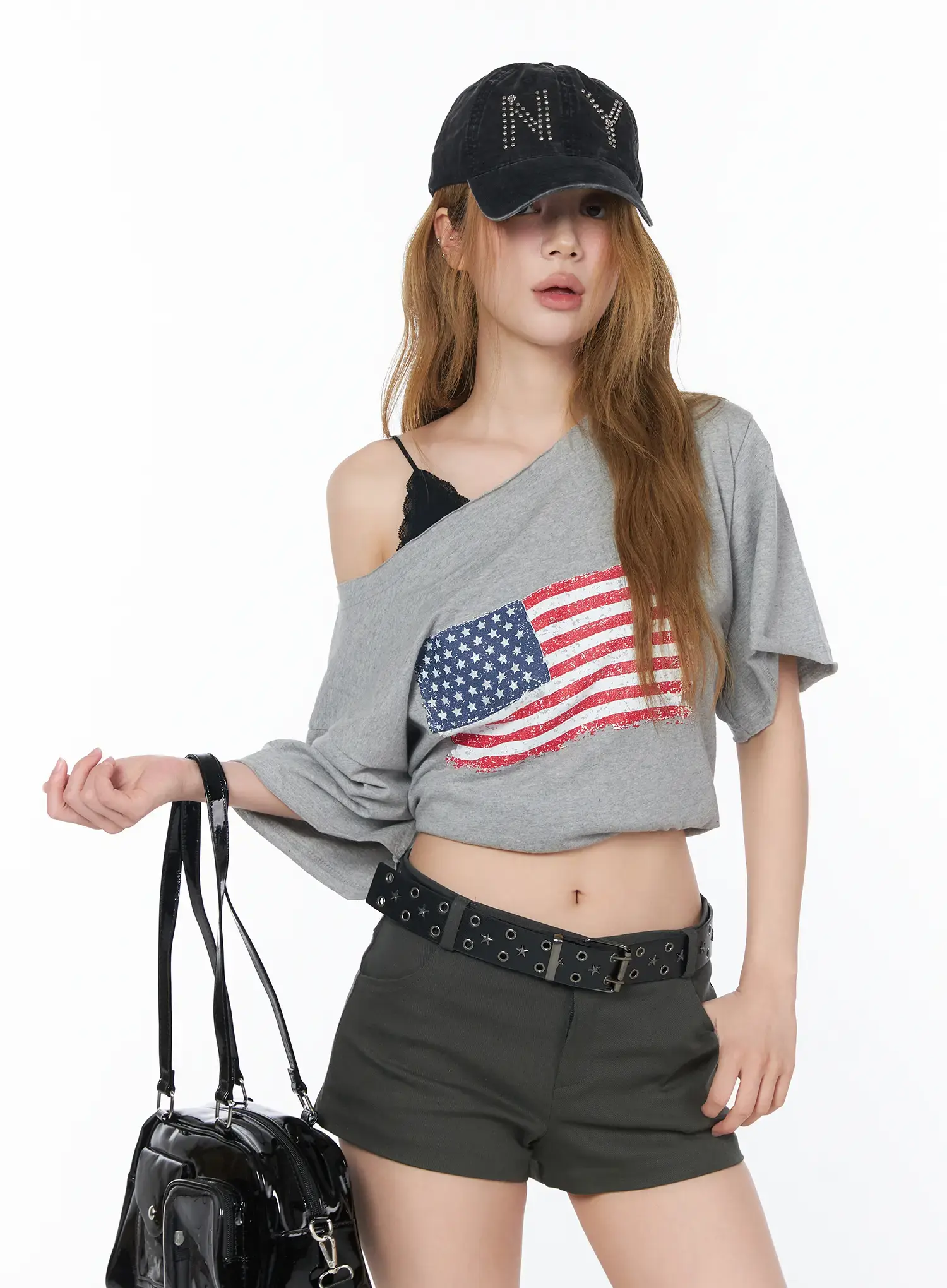 Off-Shoulder Flag Graphic Top CY508 - Image 10