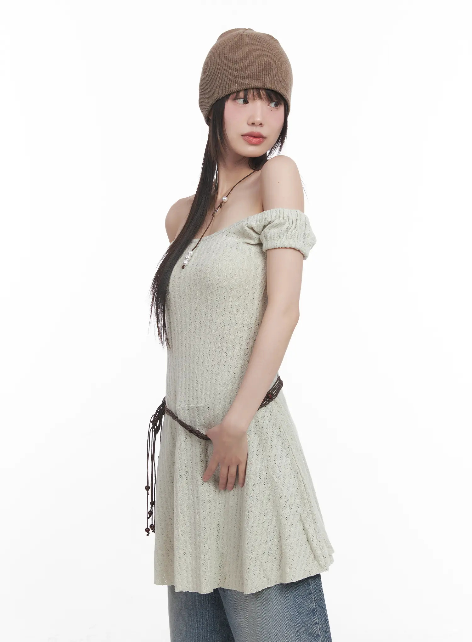 Off-Shoulder Flared Midi Dress CU518 - Image 10