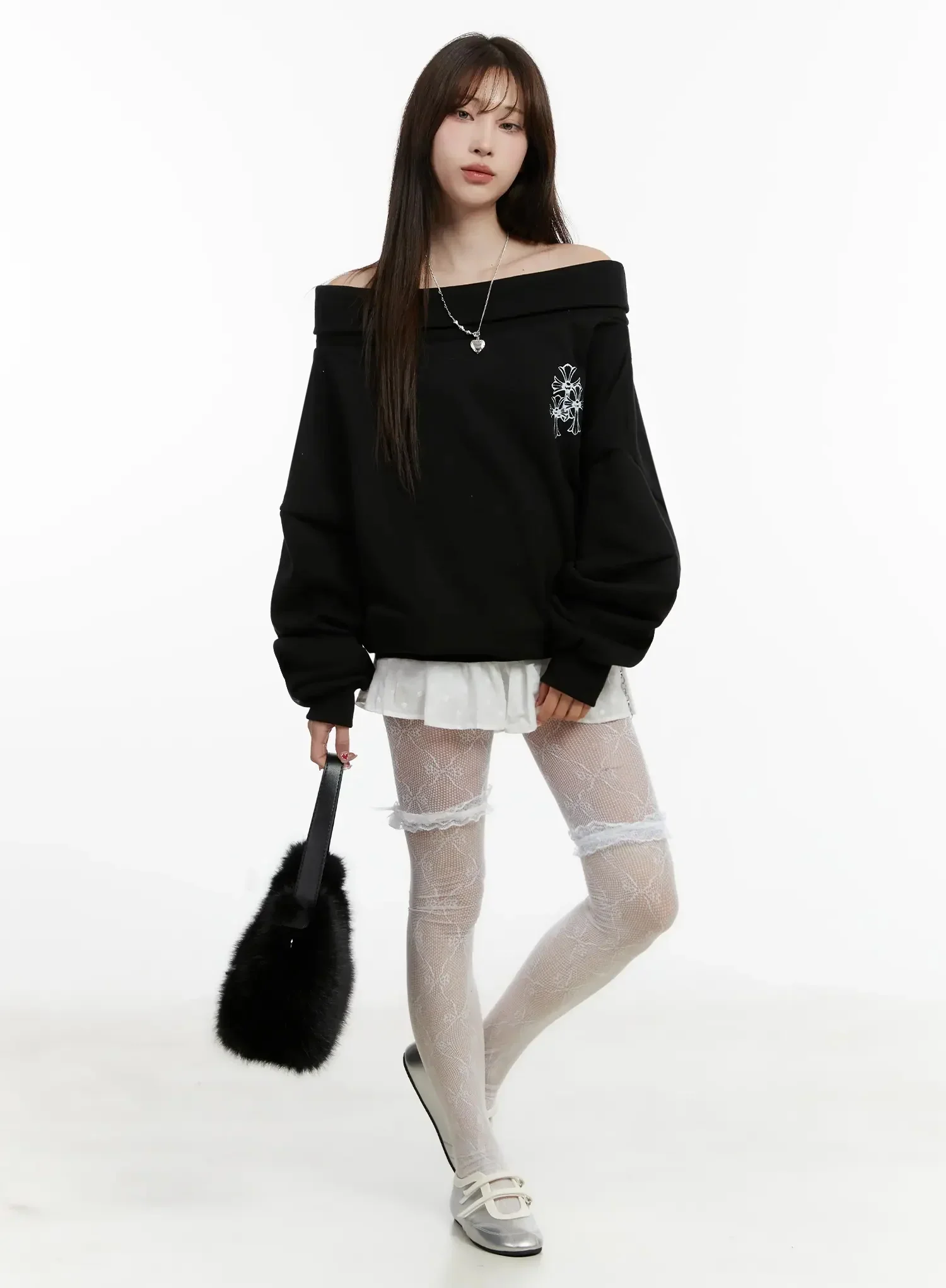 Off-Shoulder Graphic Sweatshirt ID525 - Image 13