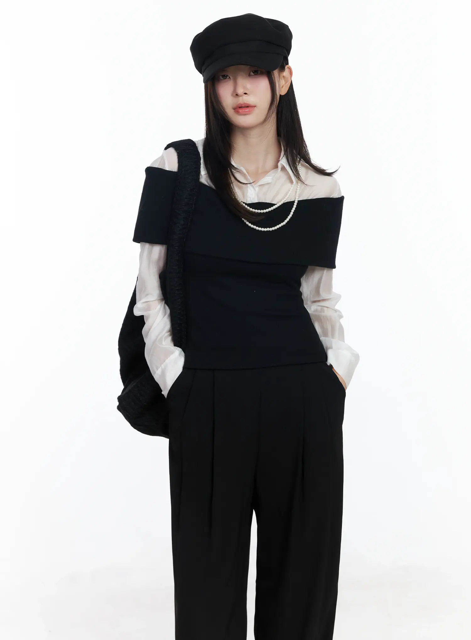 Off-Shoulder Knit Top IF520