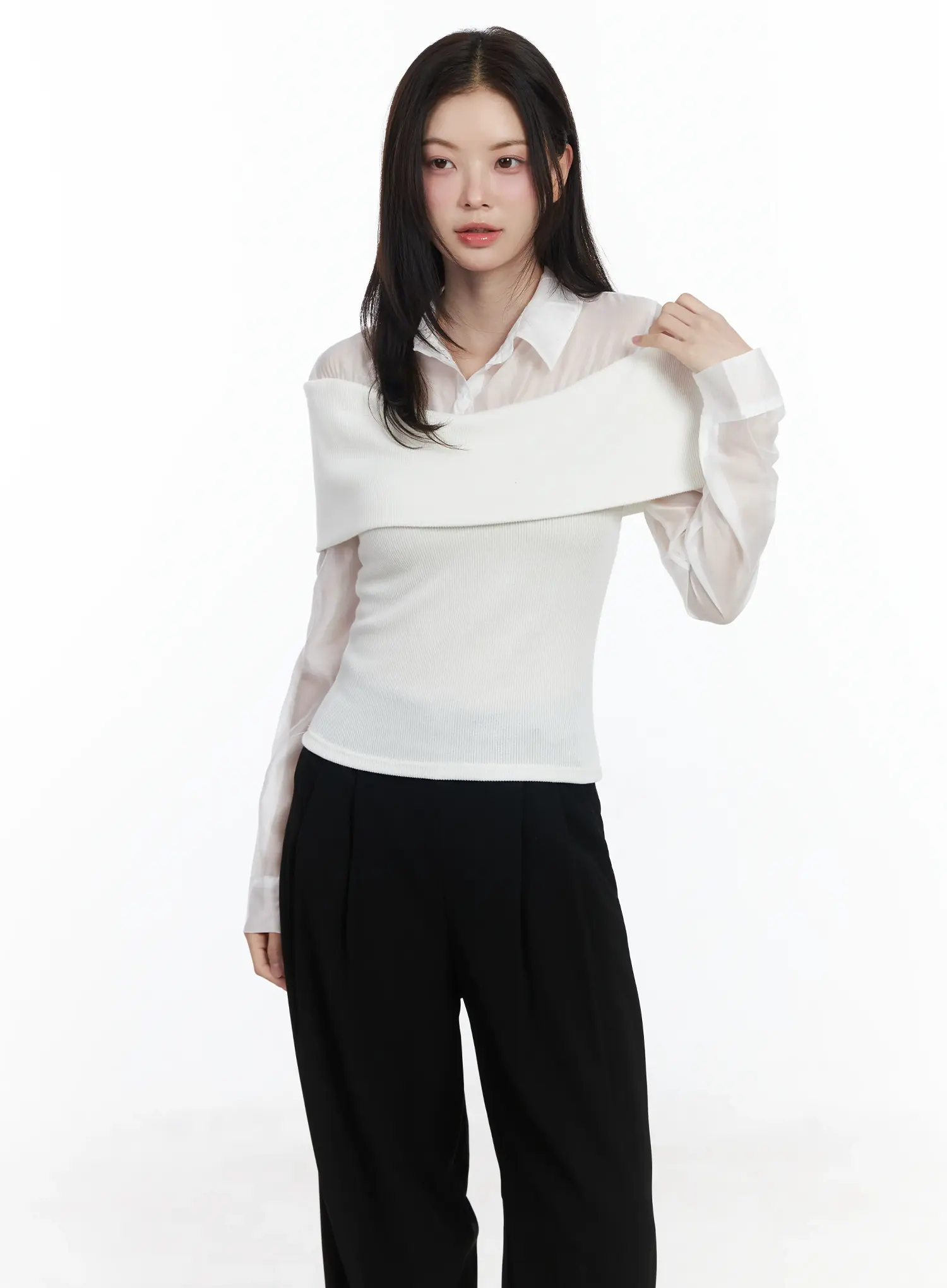 Off-Shoulder Knit Top IF520 - Image 2