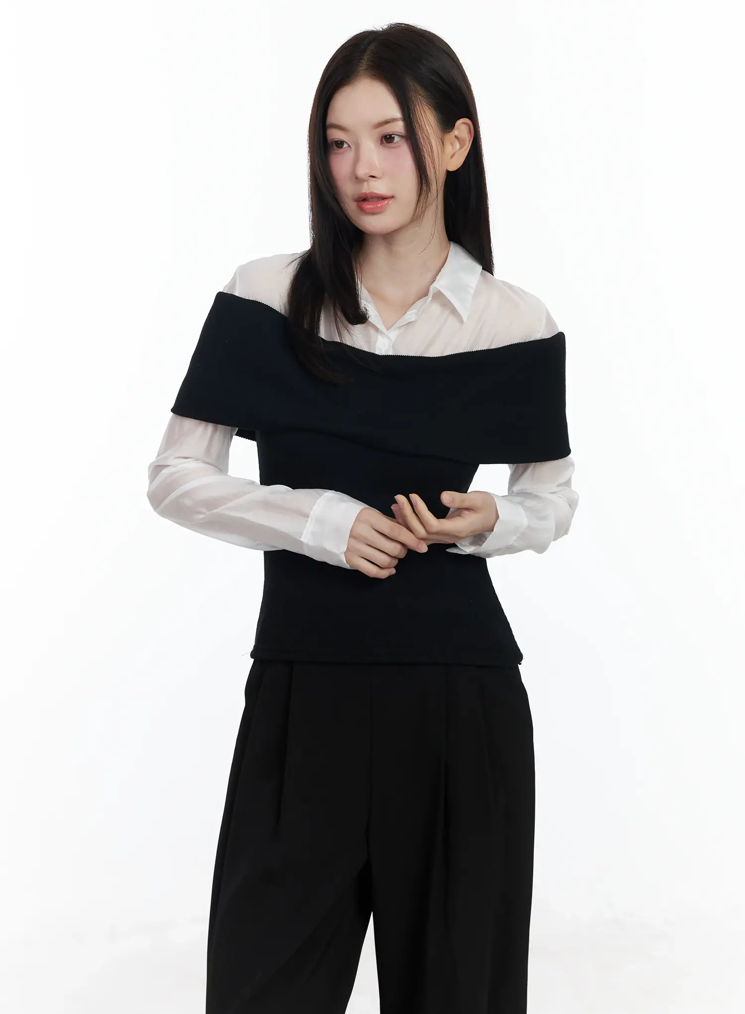 Off-Shoulder Knit Top IF520 - Image 8