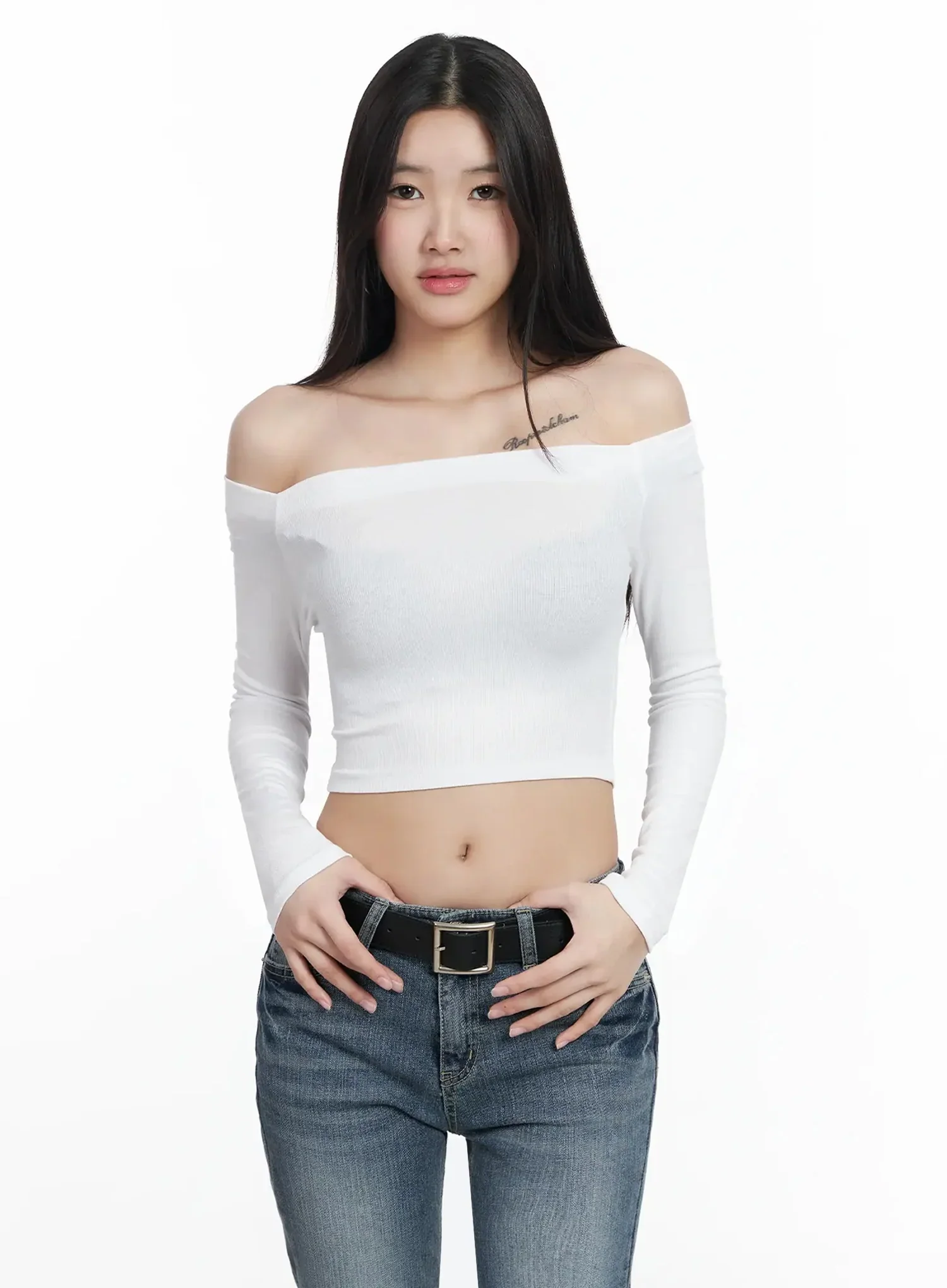 Off-Shoulder Ribbed Crop Top IM503 - Image 13