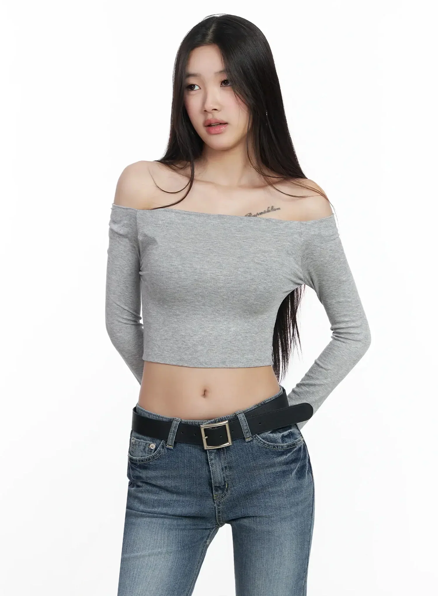 Off-Shoulder Ribbed Crop Top IM503 - Image 14