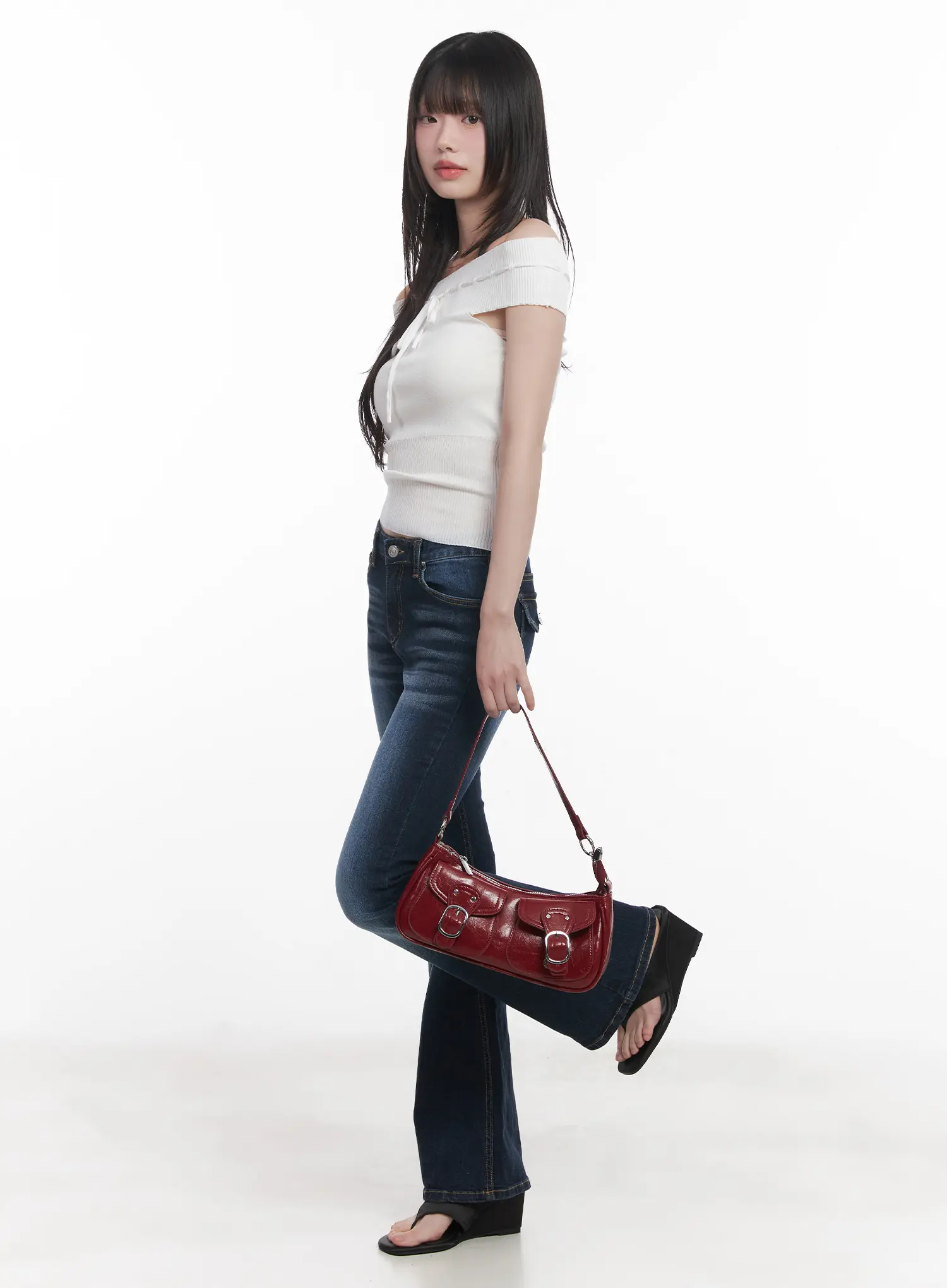 Off-Shoulder Ribbon Sleeveless Sweater CU519 - Image 9