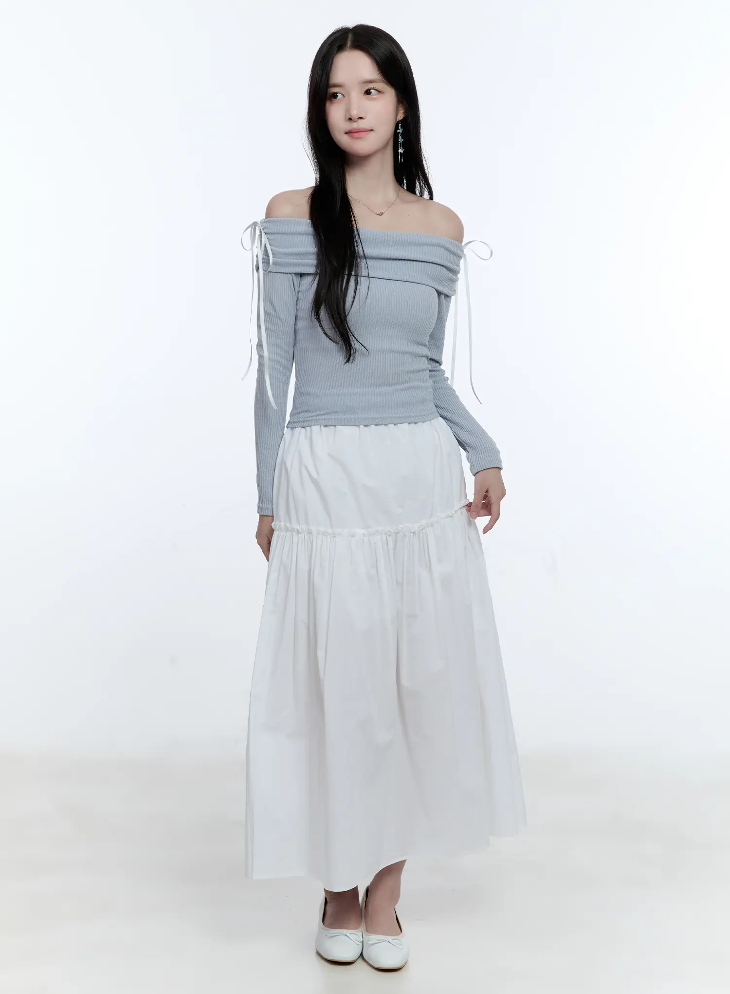 Off-Shoulder Ruched Knit Top CG512 - Image 3