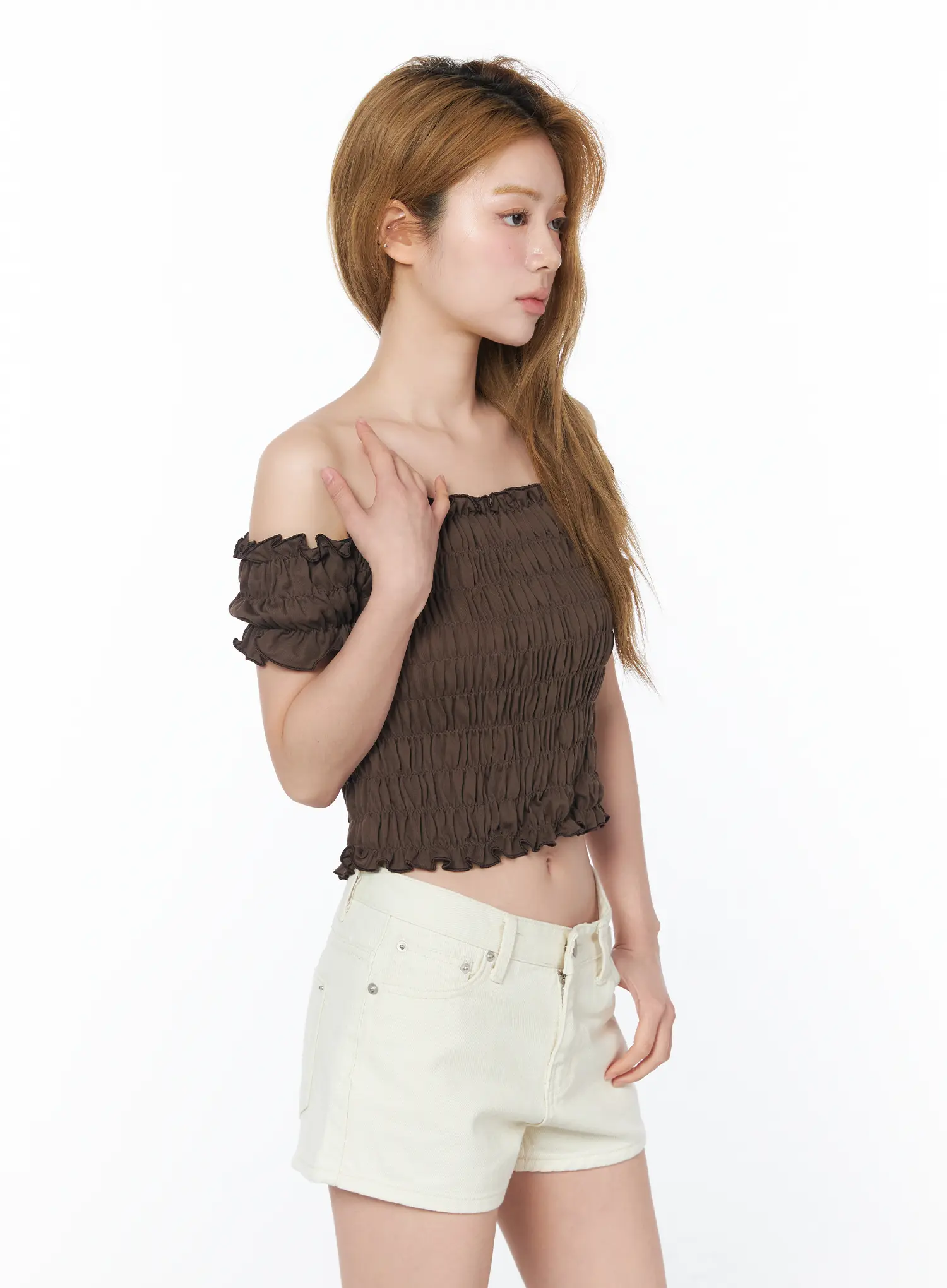 Off-Shoulder Ruffle Crop Top CY506 - Image 6