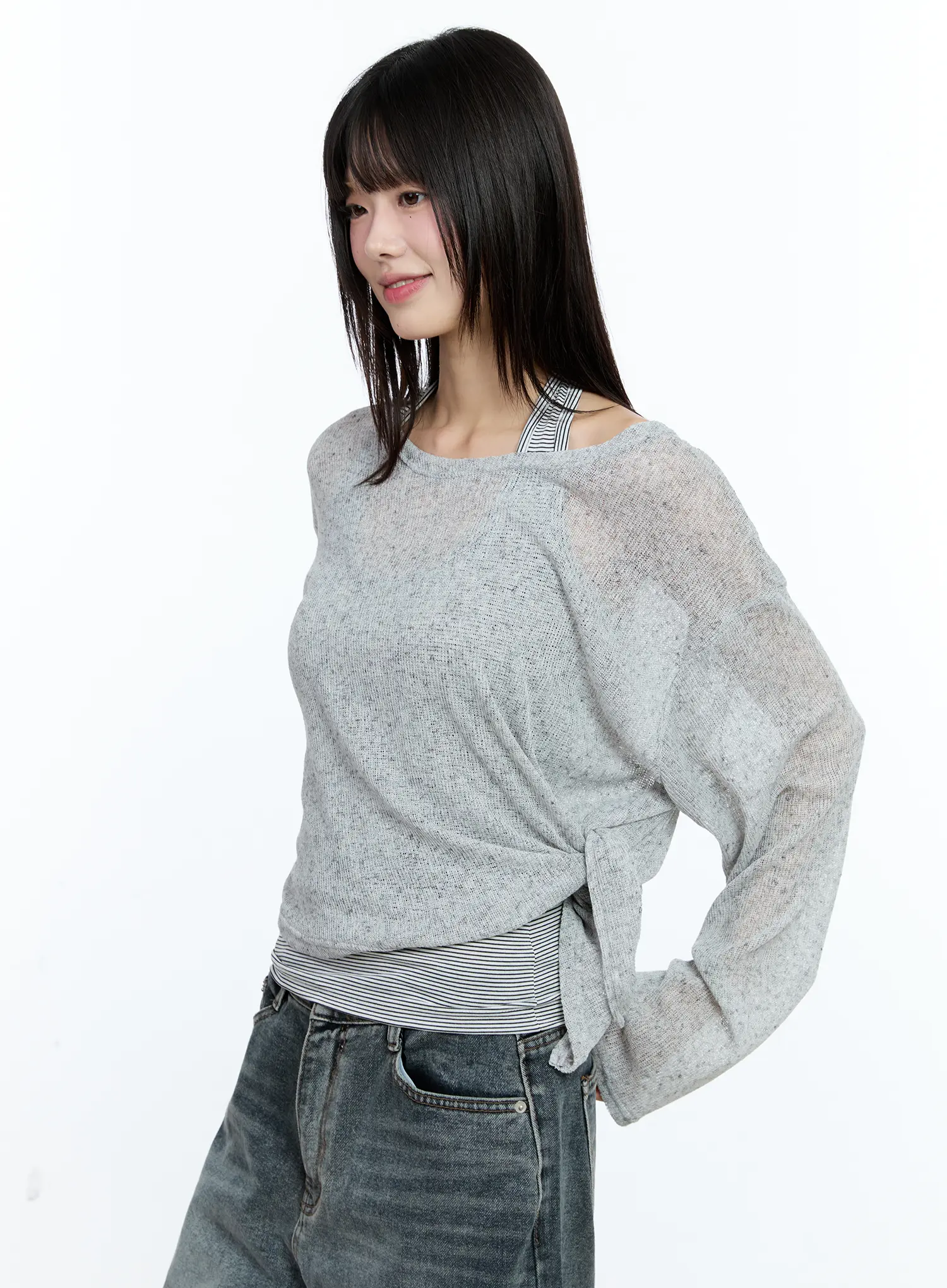 Off-Shoulder Sheer Long-Sleeve Top CG501 - Image 12