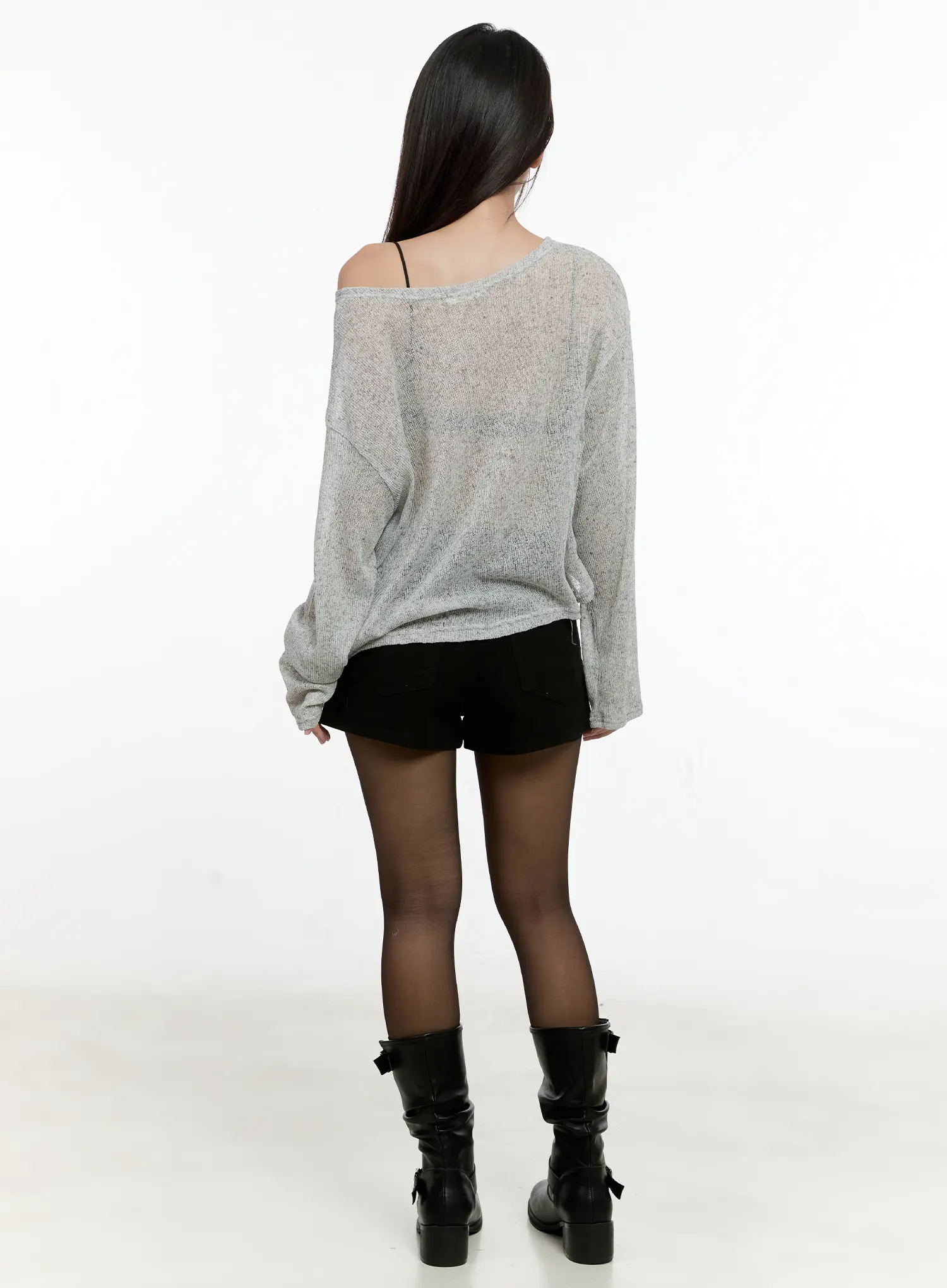 Off-Shoulder Sheer Long-Sleeve Top CG501 - Image 9
