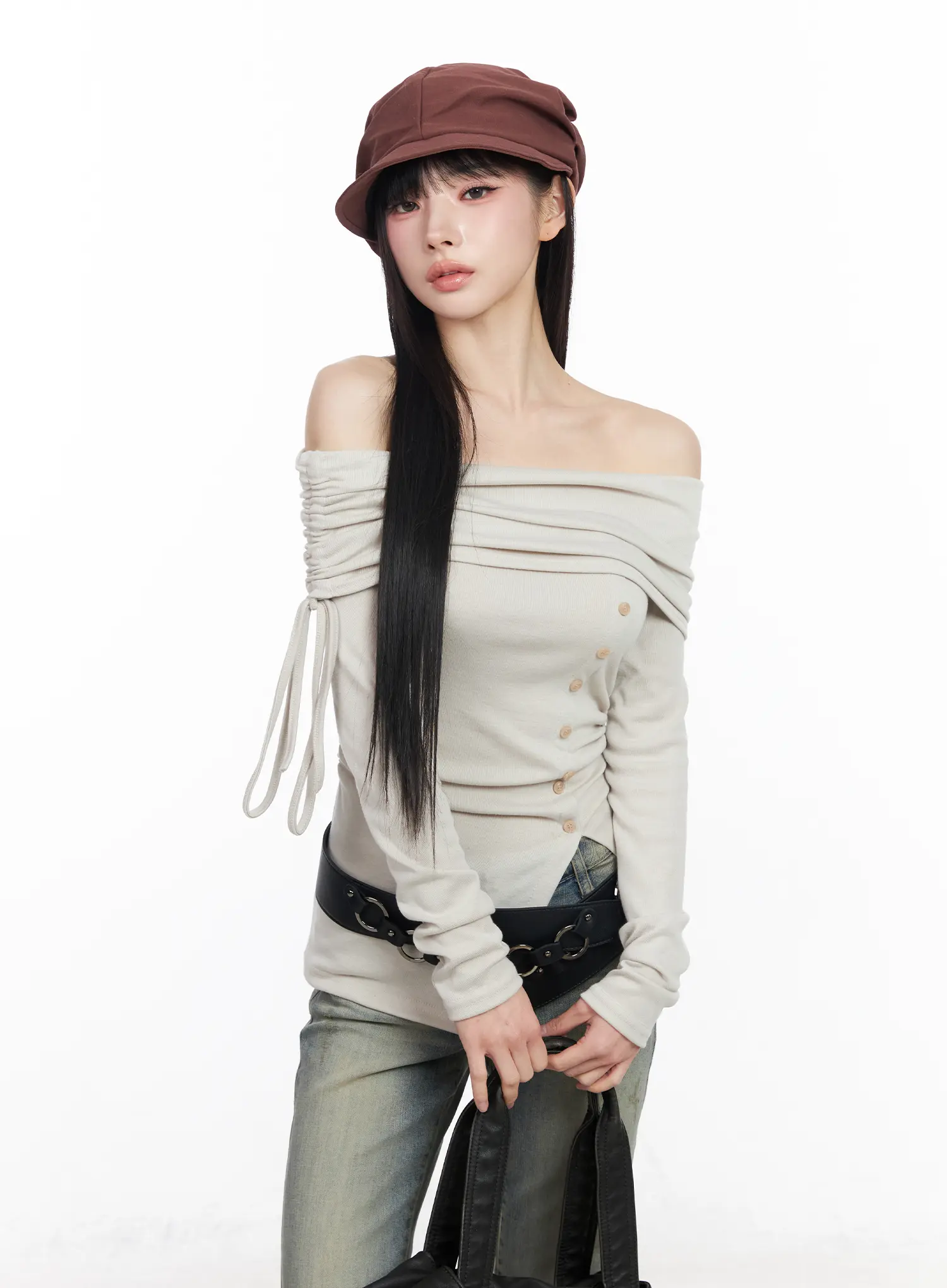 Off-Shoulder Shirred Top CF518 - Image 10