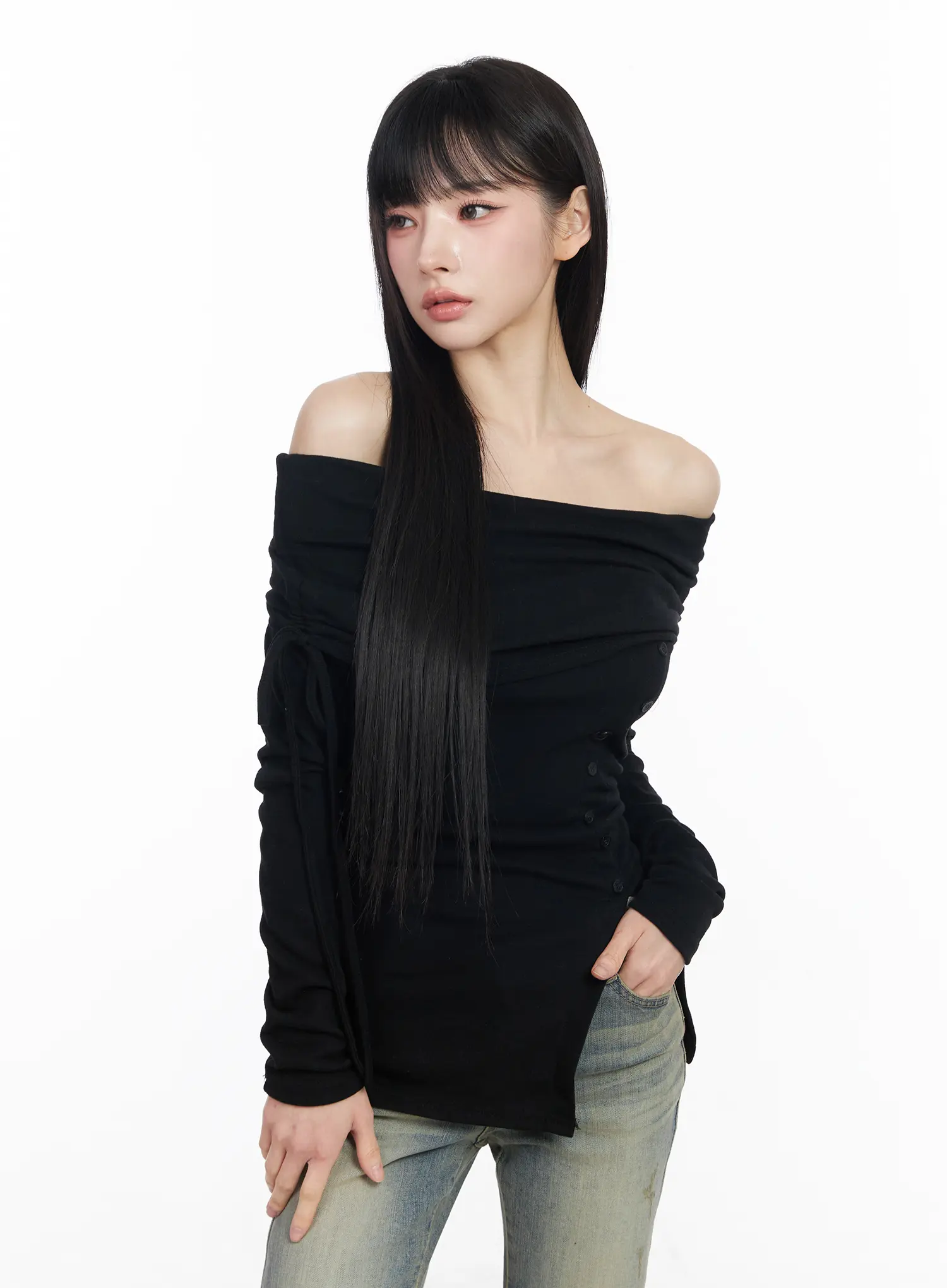 Off-Shoulder Shirred Top CF518 - Image 11