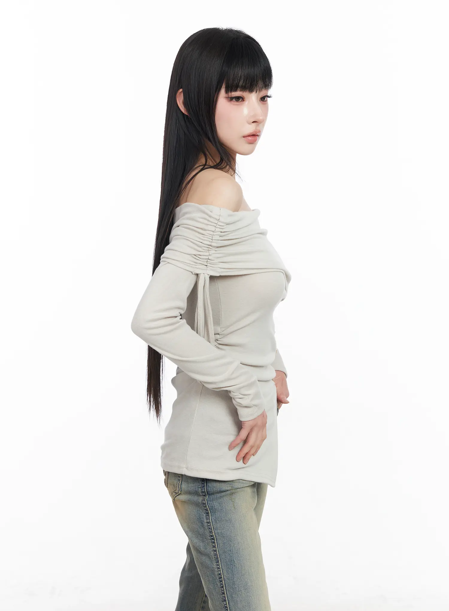 Off-Shoulder Shirred Top CF518 - Image 7