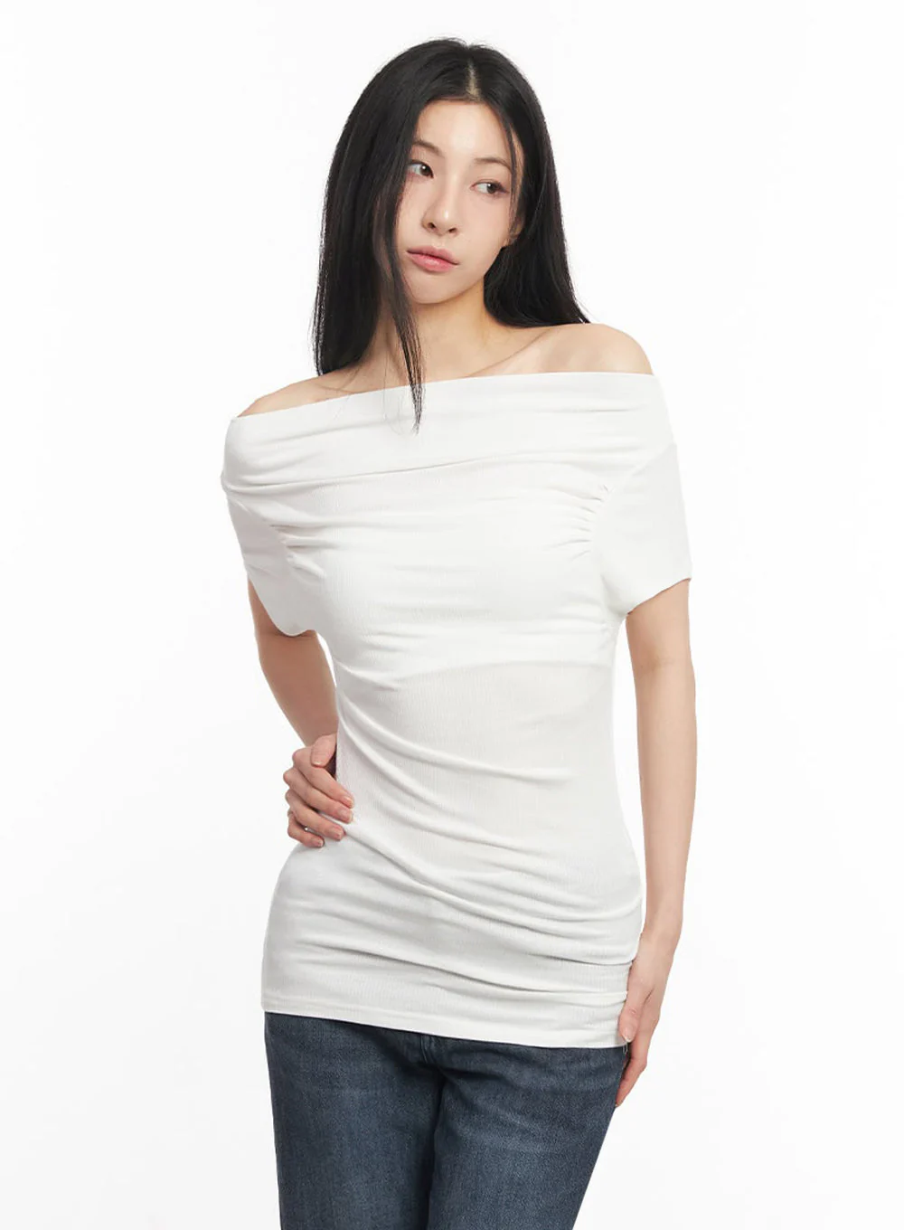Off-Shoulder Slim-Fit Mini Dress IU509 - Image 15