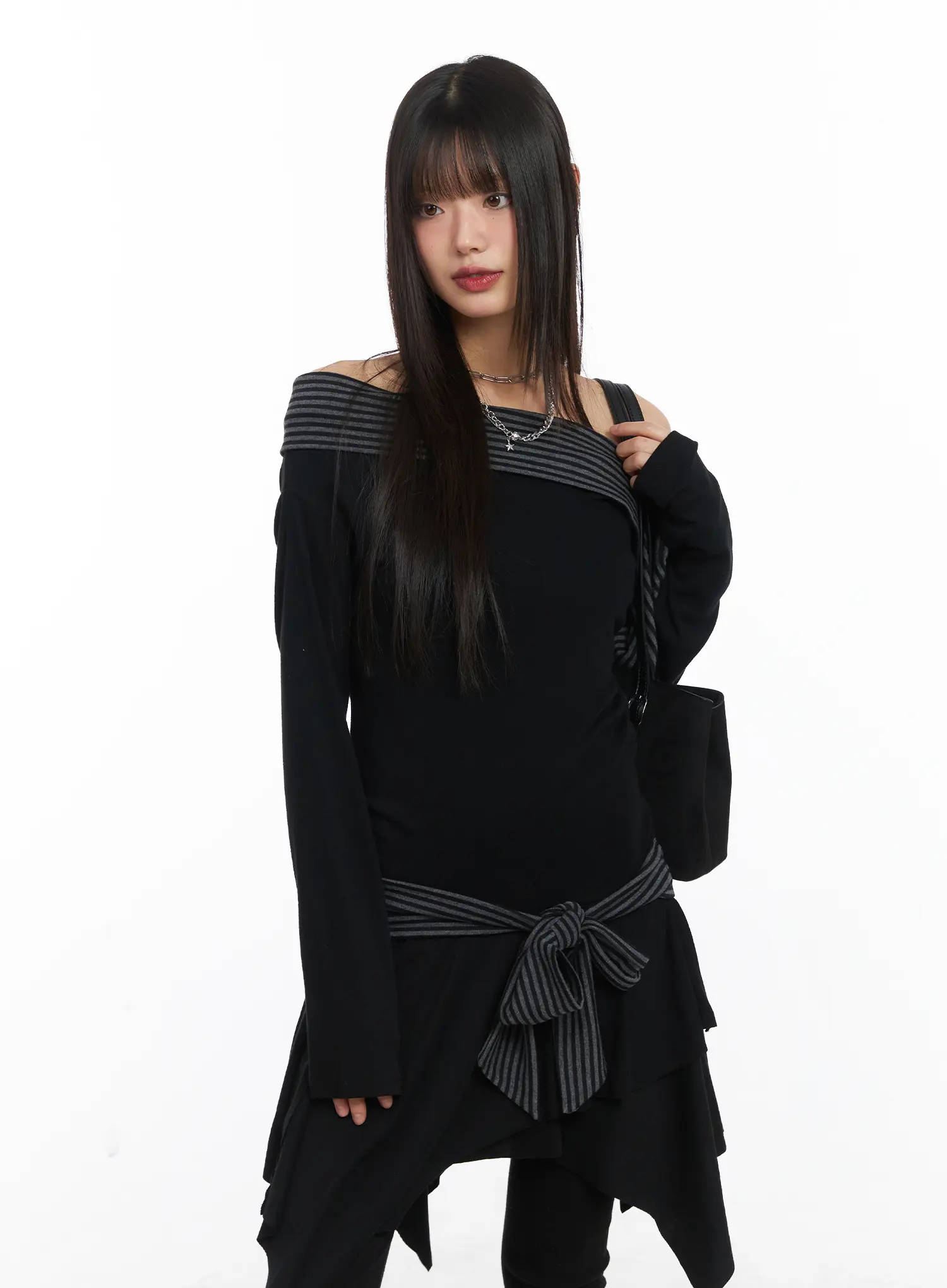 Off-Shoulder Two Tone Mini Dress CD522 - Image 6