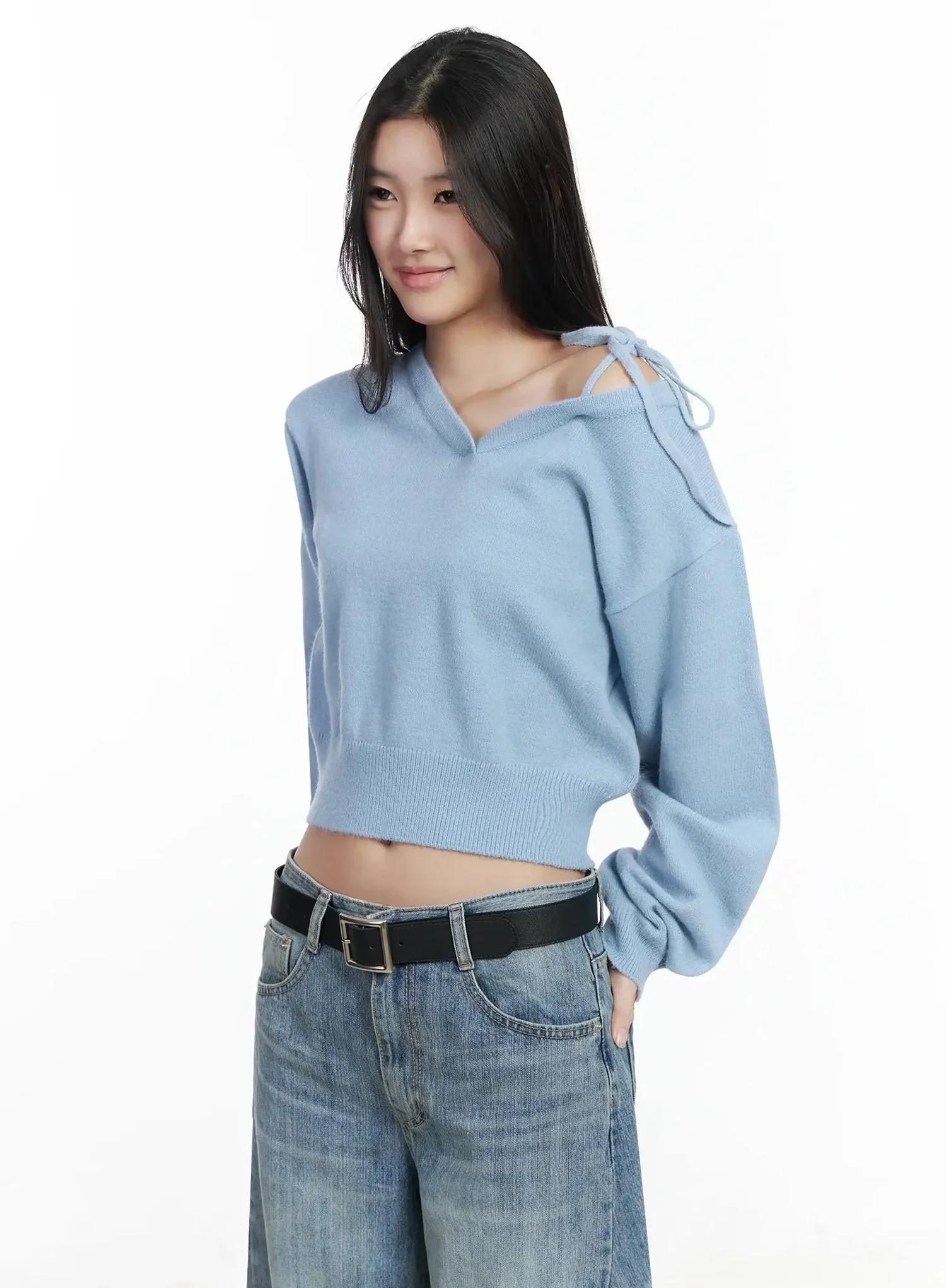 One-Shoulder Tie Sweater IM504 - Image 2