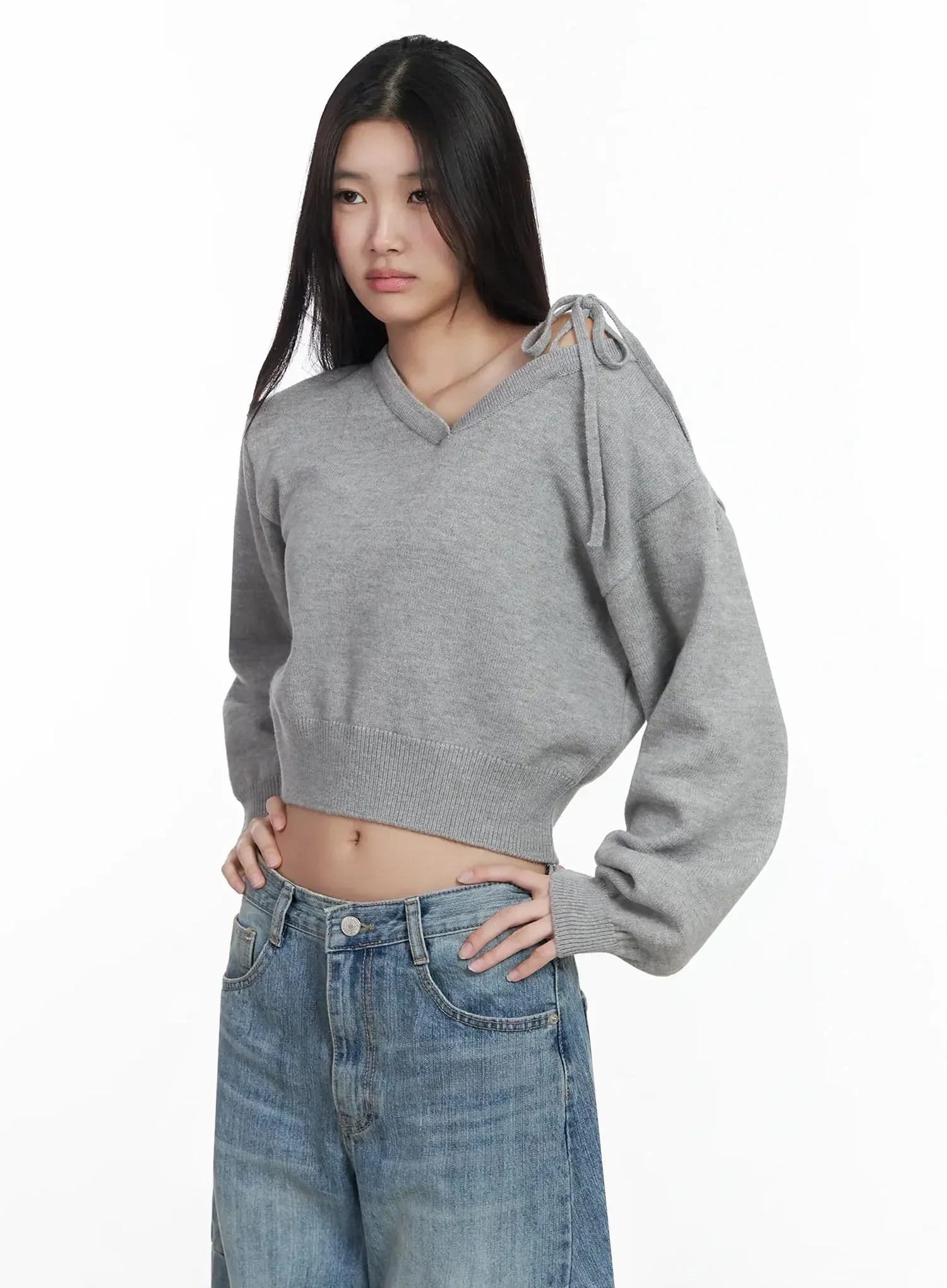 One-Shoulder Tie Sweater IM504 - Image 3